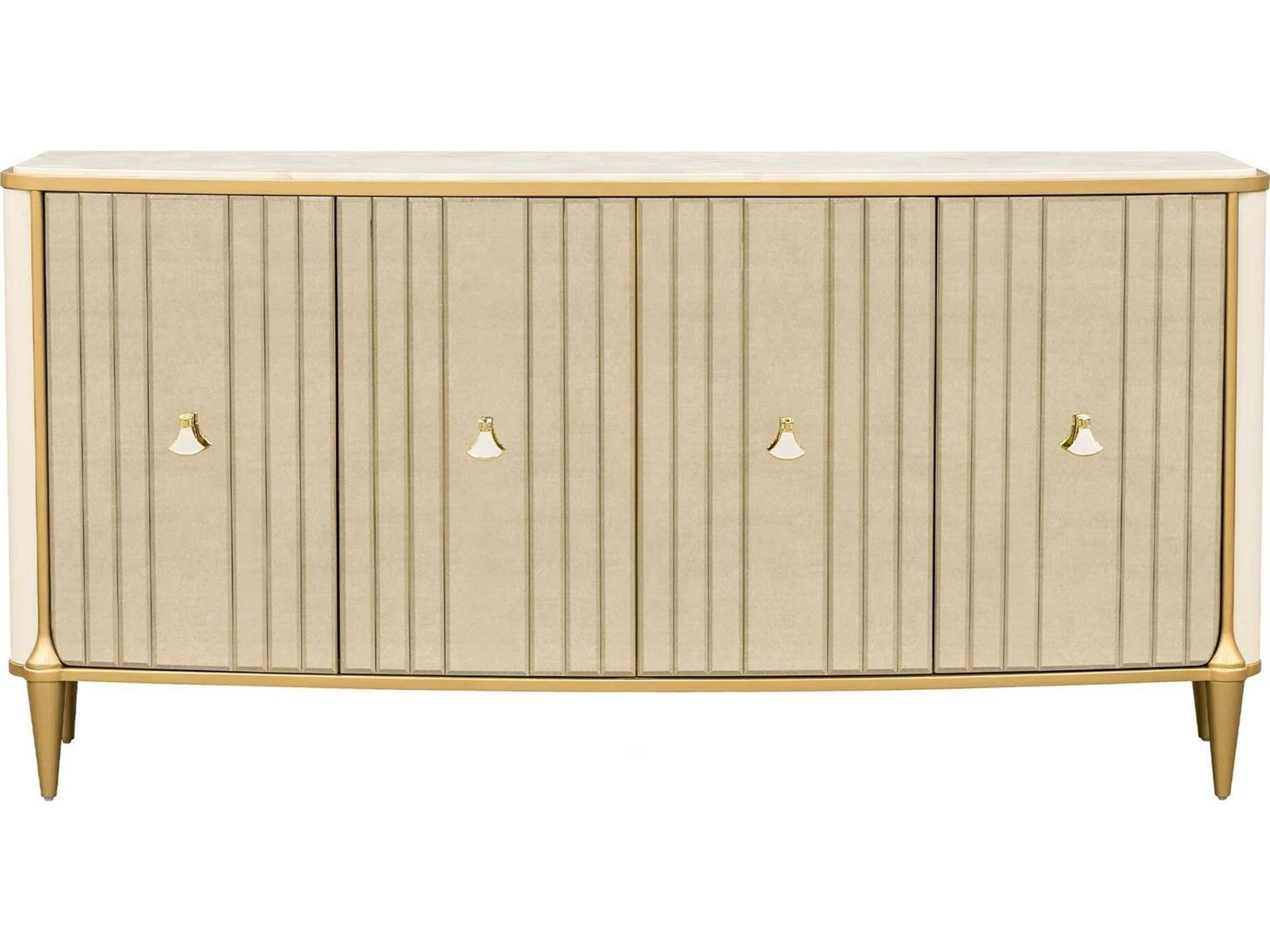 Luxecor Gilded 72" Poplar Wood Light Champagne Sideboard