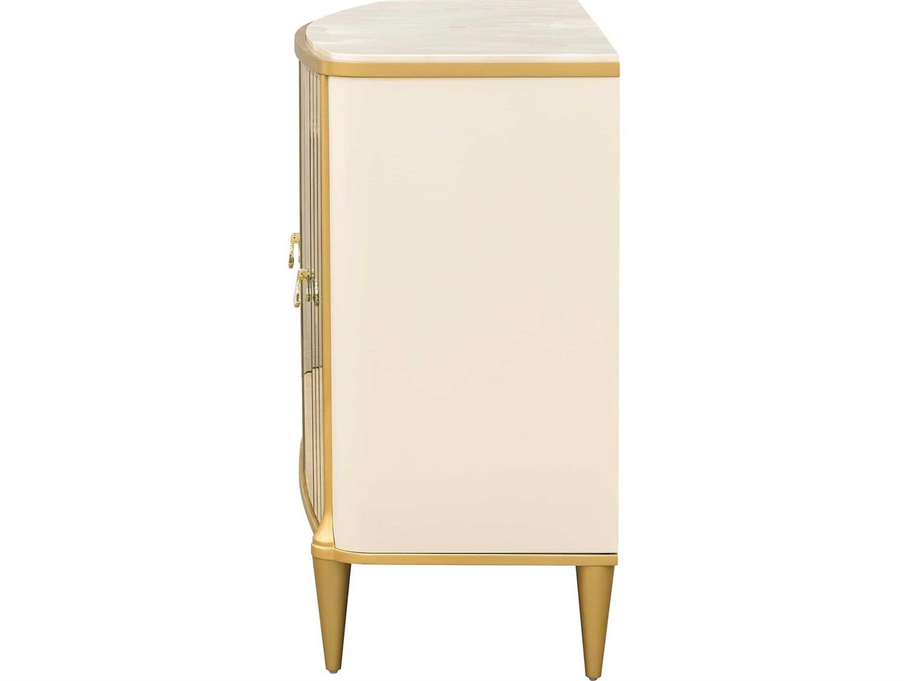 Luxecor Gilded 72" Poplar Wood Light Champagne Sideboard