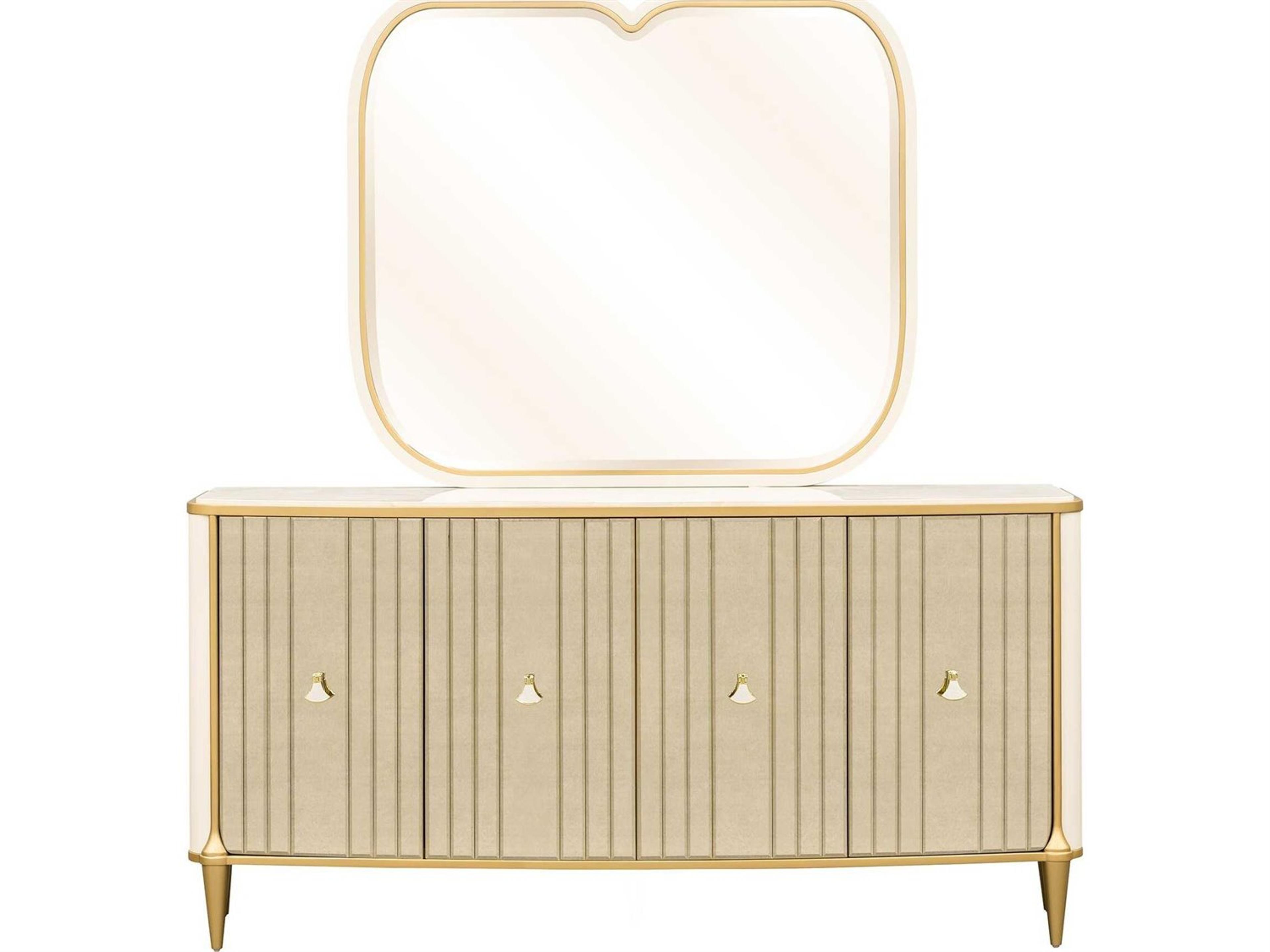 Luxecor Gilded 72" Poplar Wood Light Champagne Sideboard