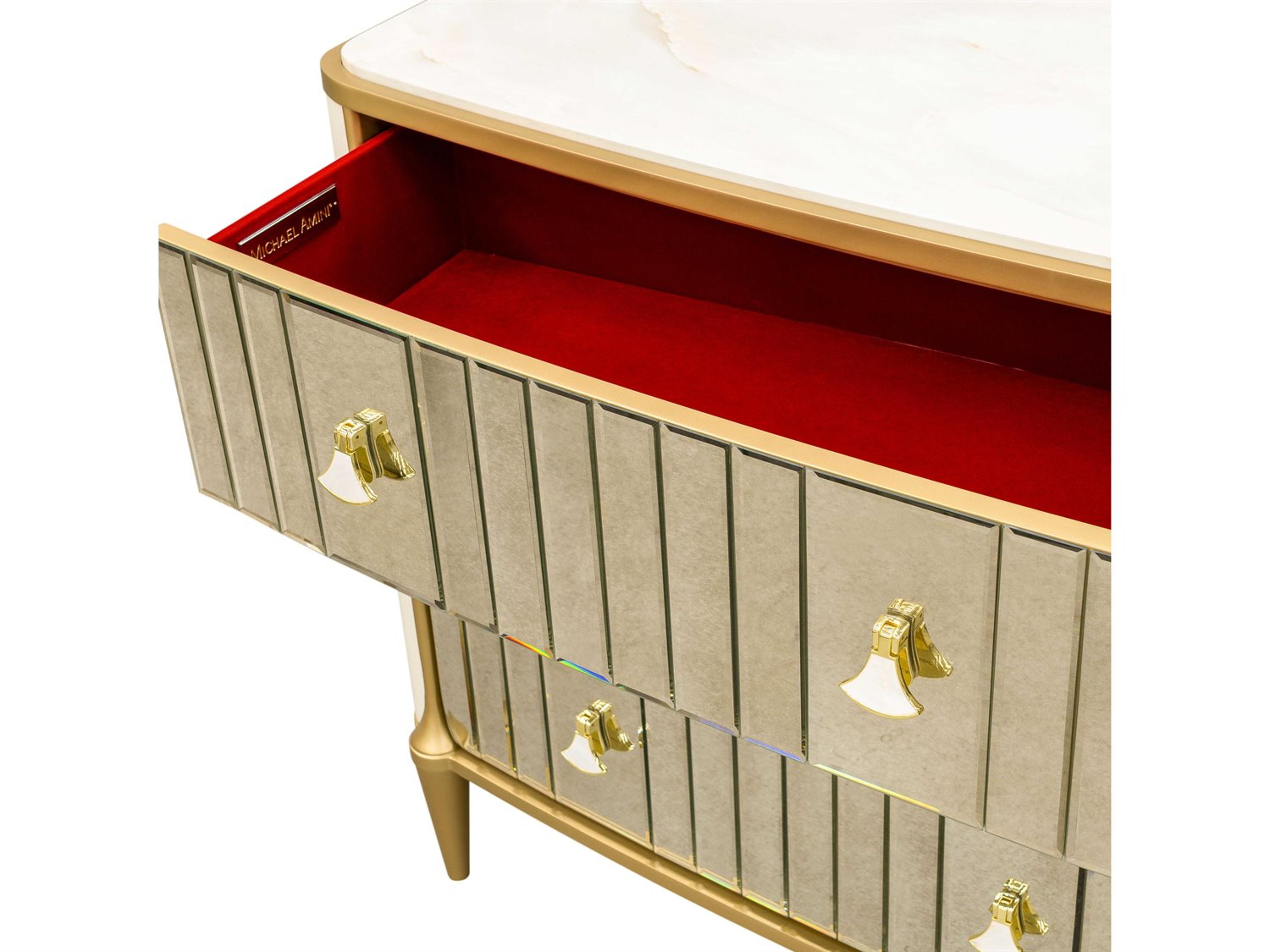 Luxecor Gilded 6-Drawers Gold Poplar Wood Double Dresser