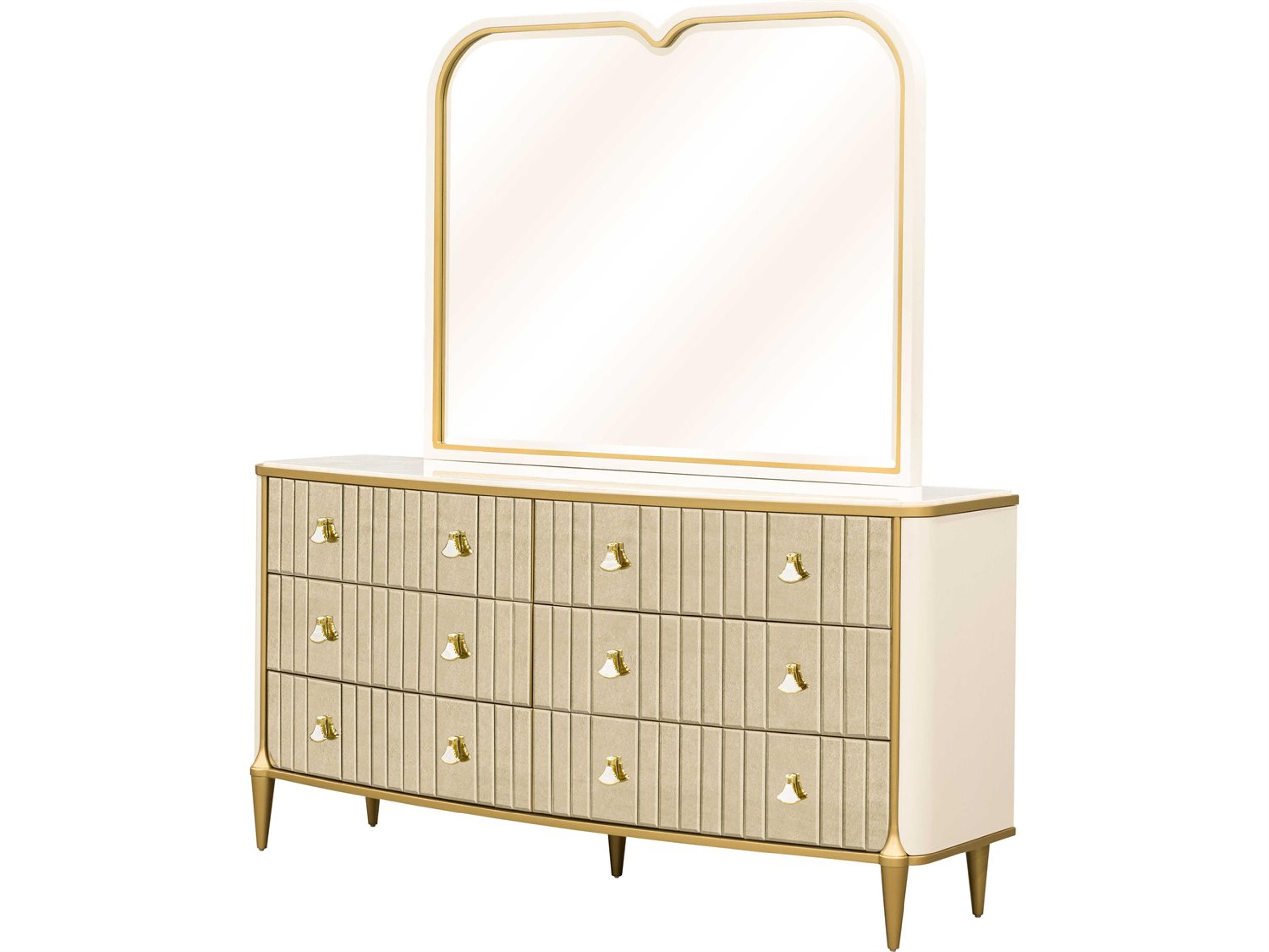 Scotts Square 6-Drawers Gold Poplar Wood Double Dresser