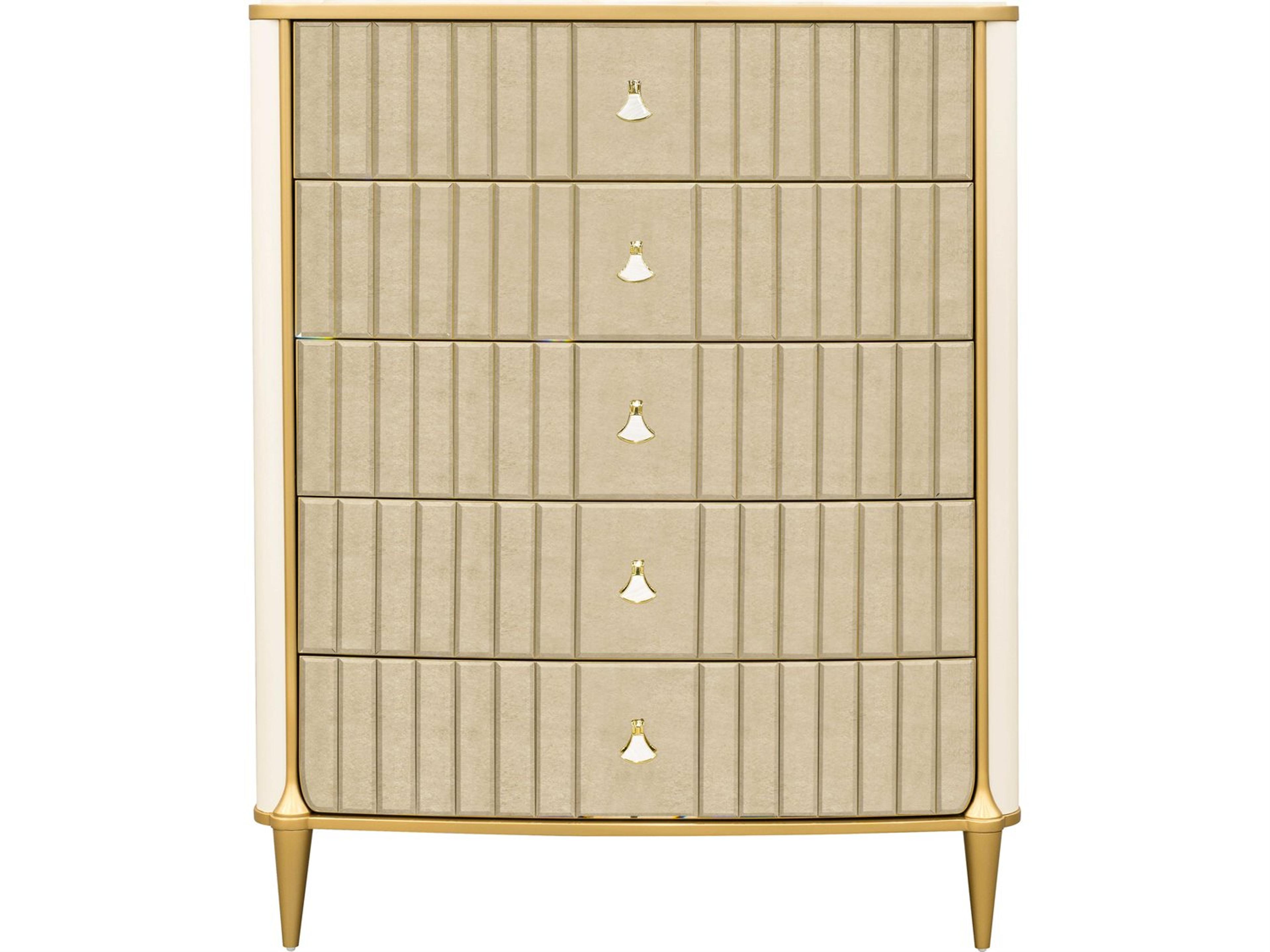 Luxecor Gilded Light Champagne Gold Poplar Wood Accent Chest