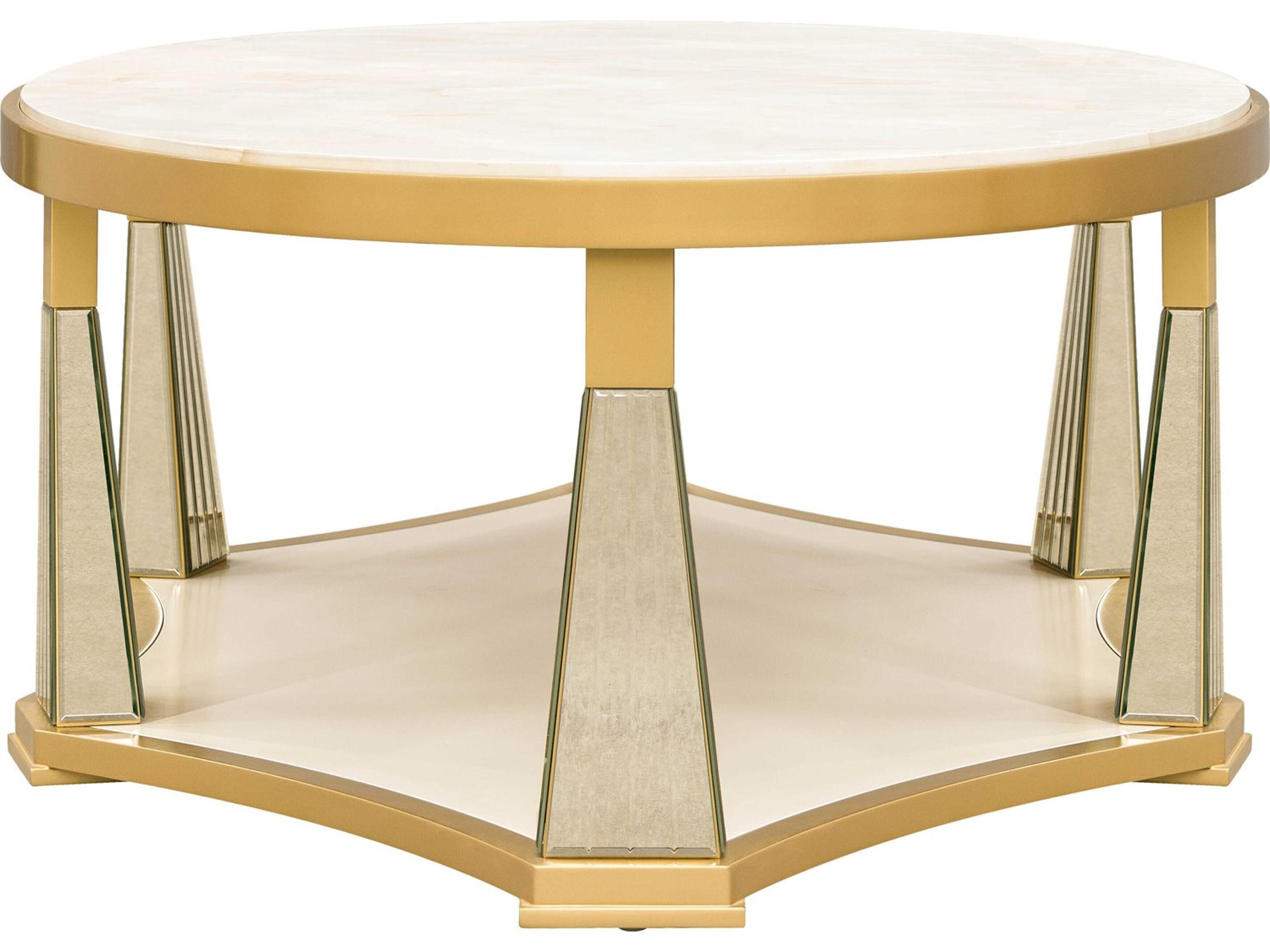 Luxecor Gilded Oval Wood Light Champagne Coffee Table