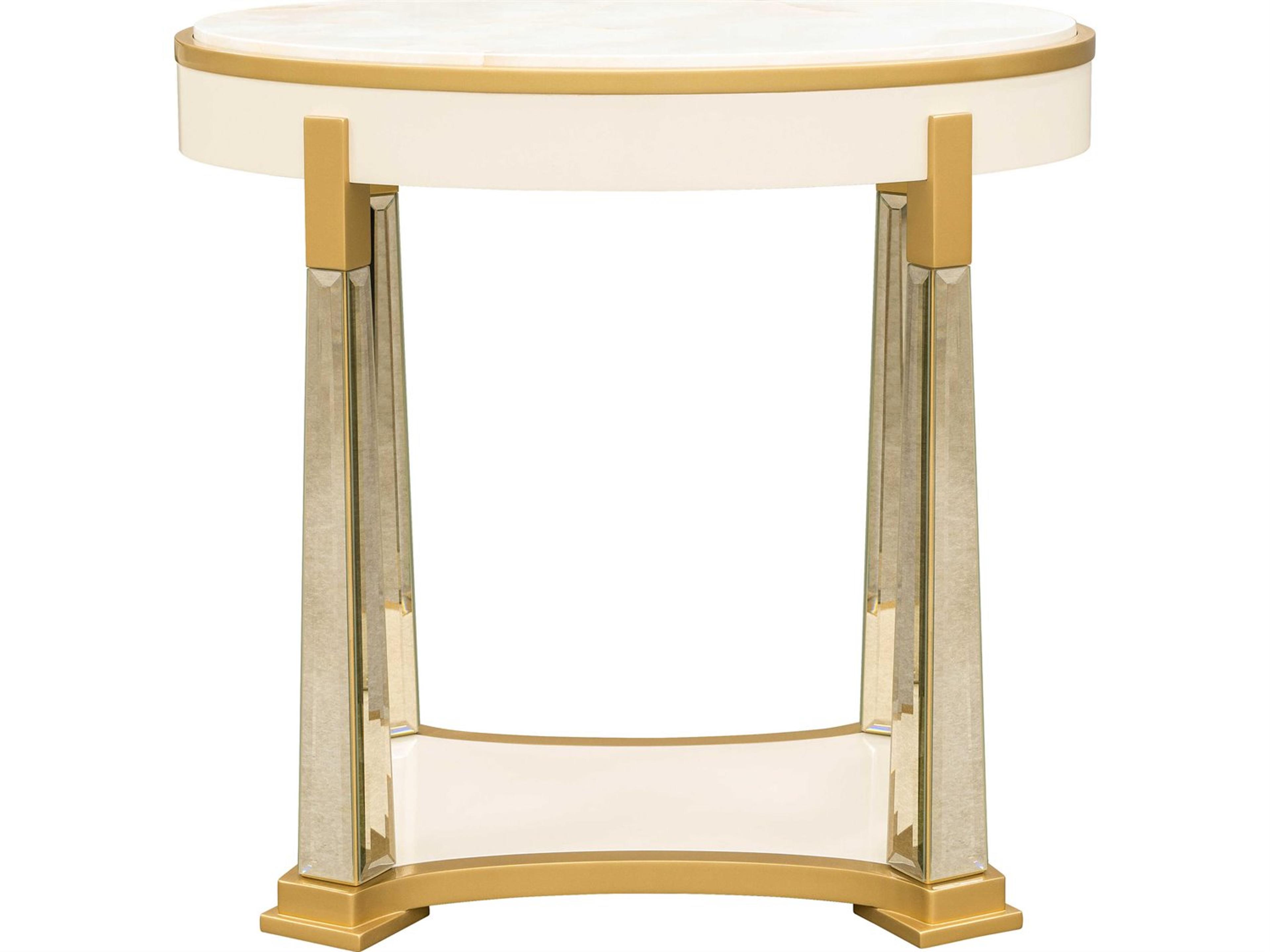 Luxecor Gilded Oval Wood Light Champagne End Table