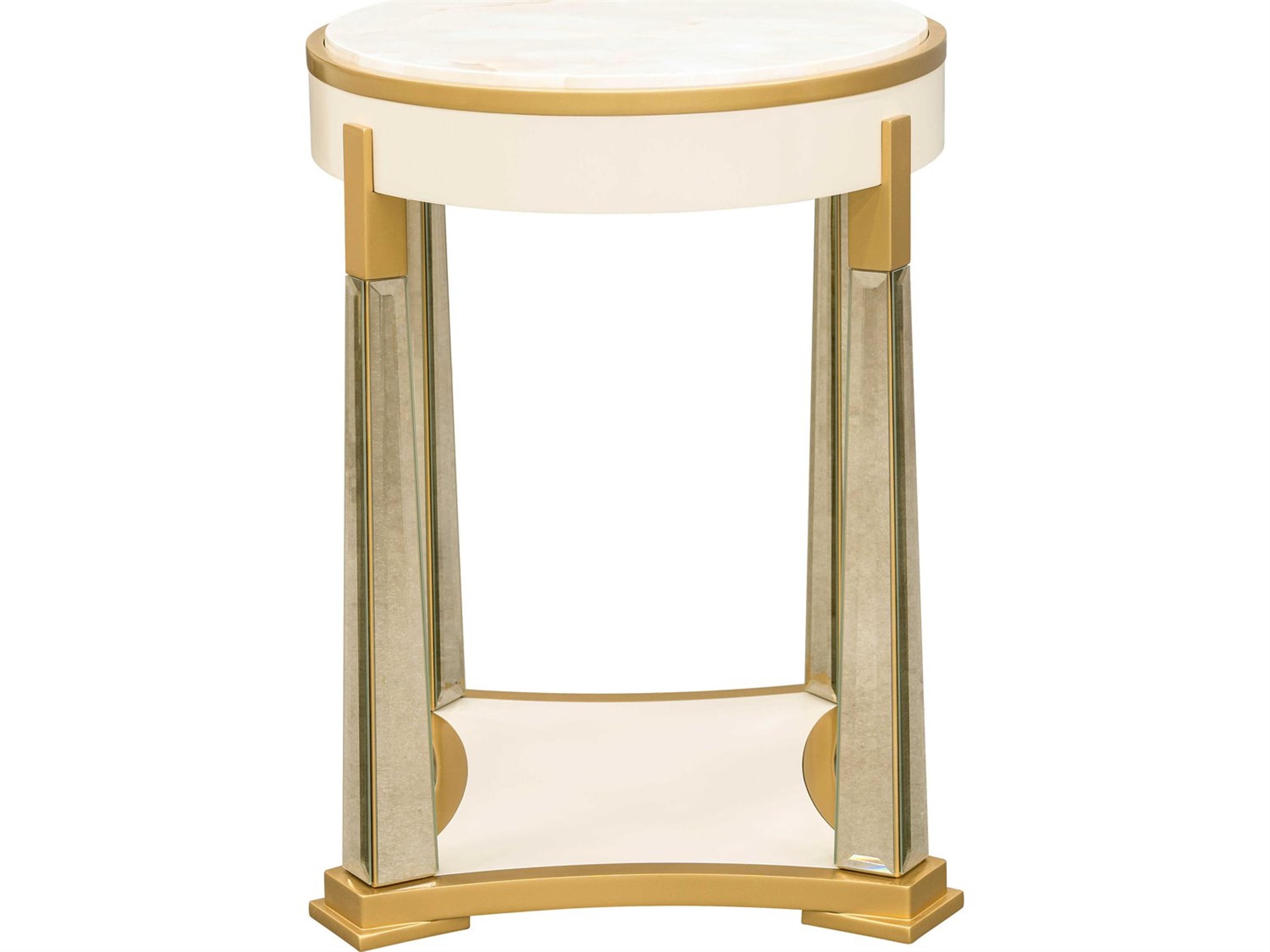 Luxecor Gilded Oval Wood Light Champagne End Table