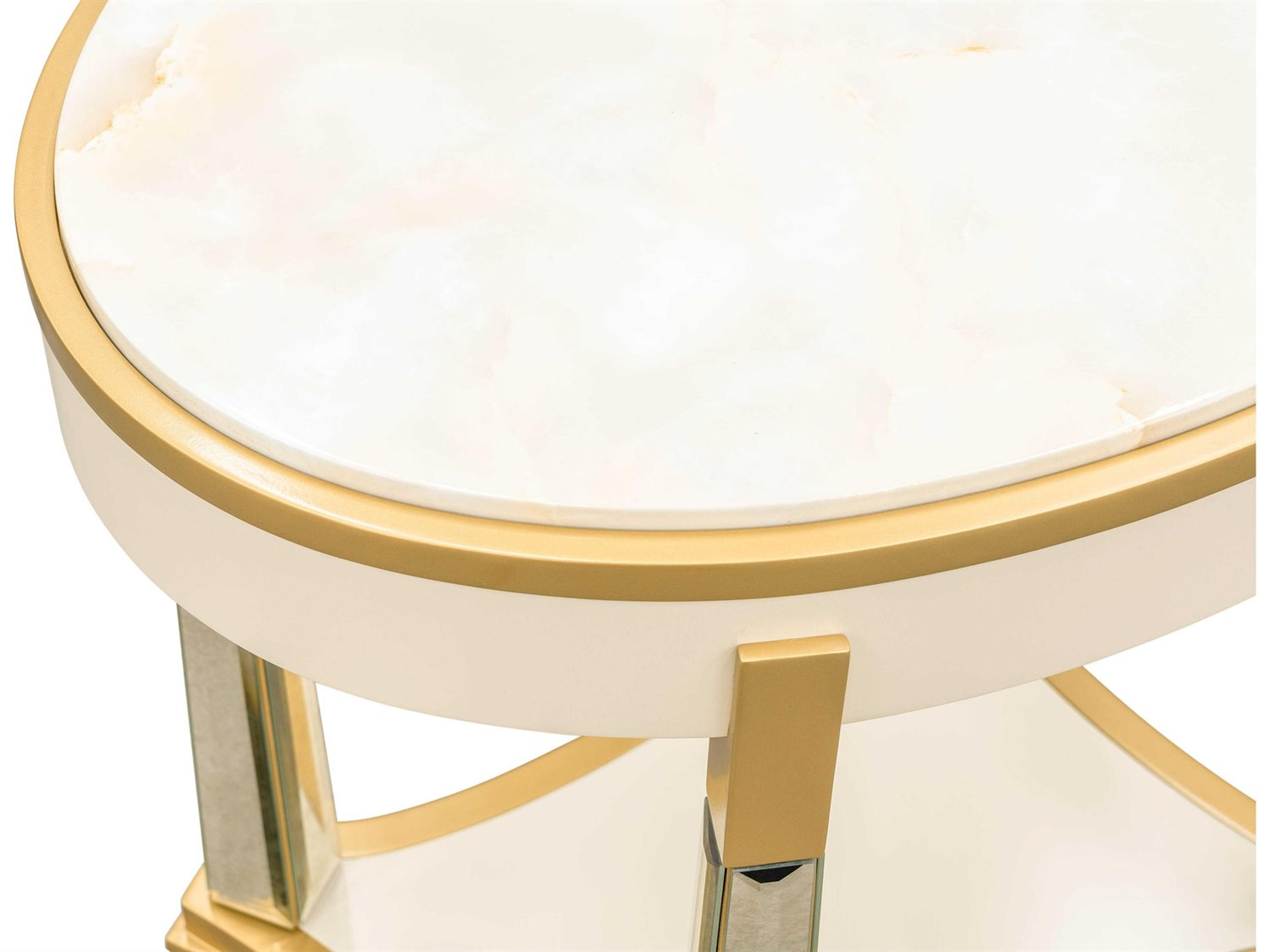 Luxecor Gilded Oval Wood Light Champagne End Table
