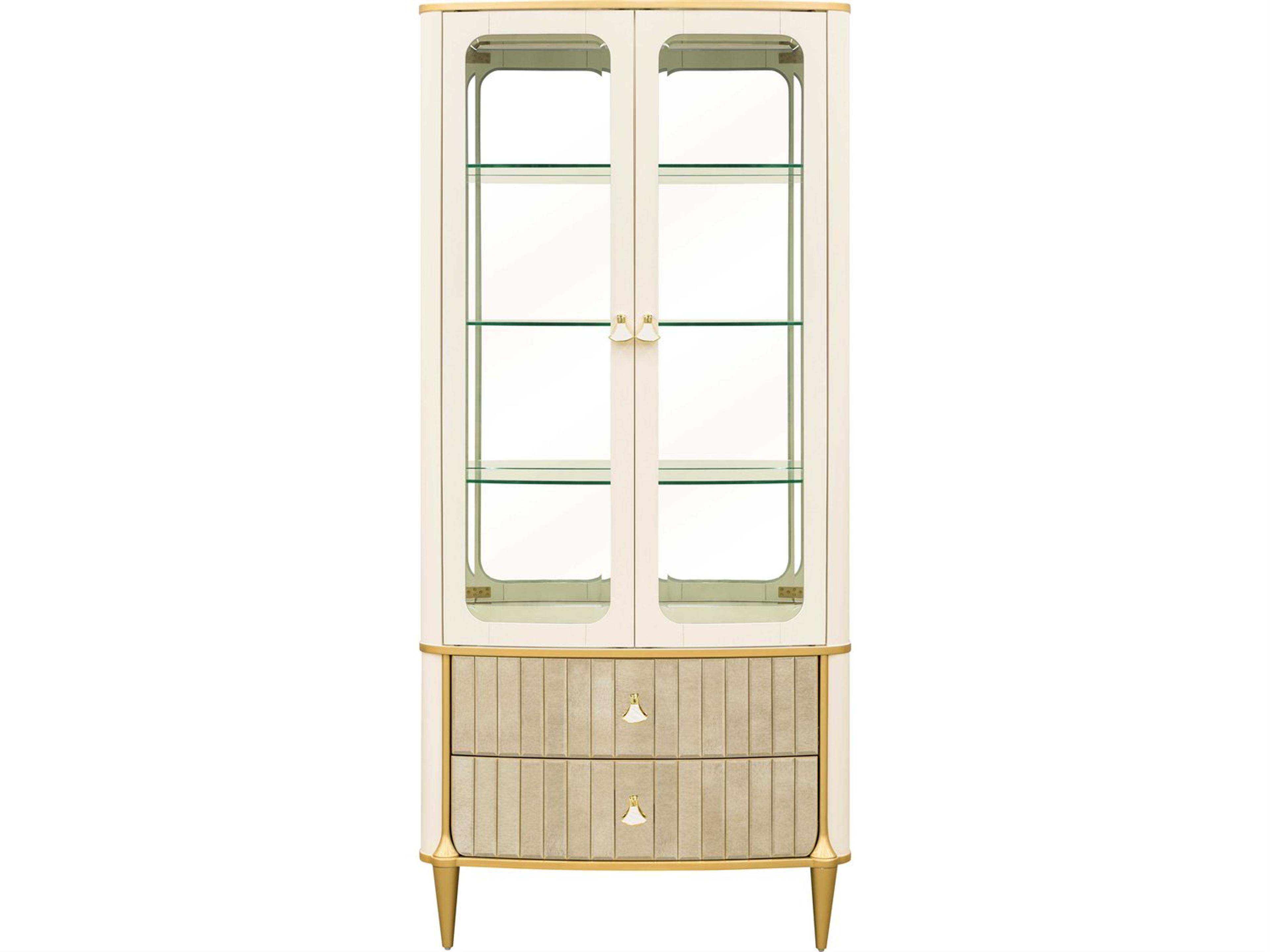 Luxecor Gilded Poplar Wood Light Champagne Display Cabinet