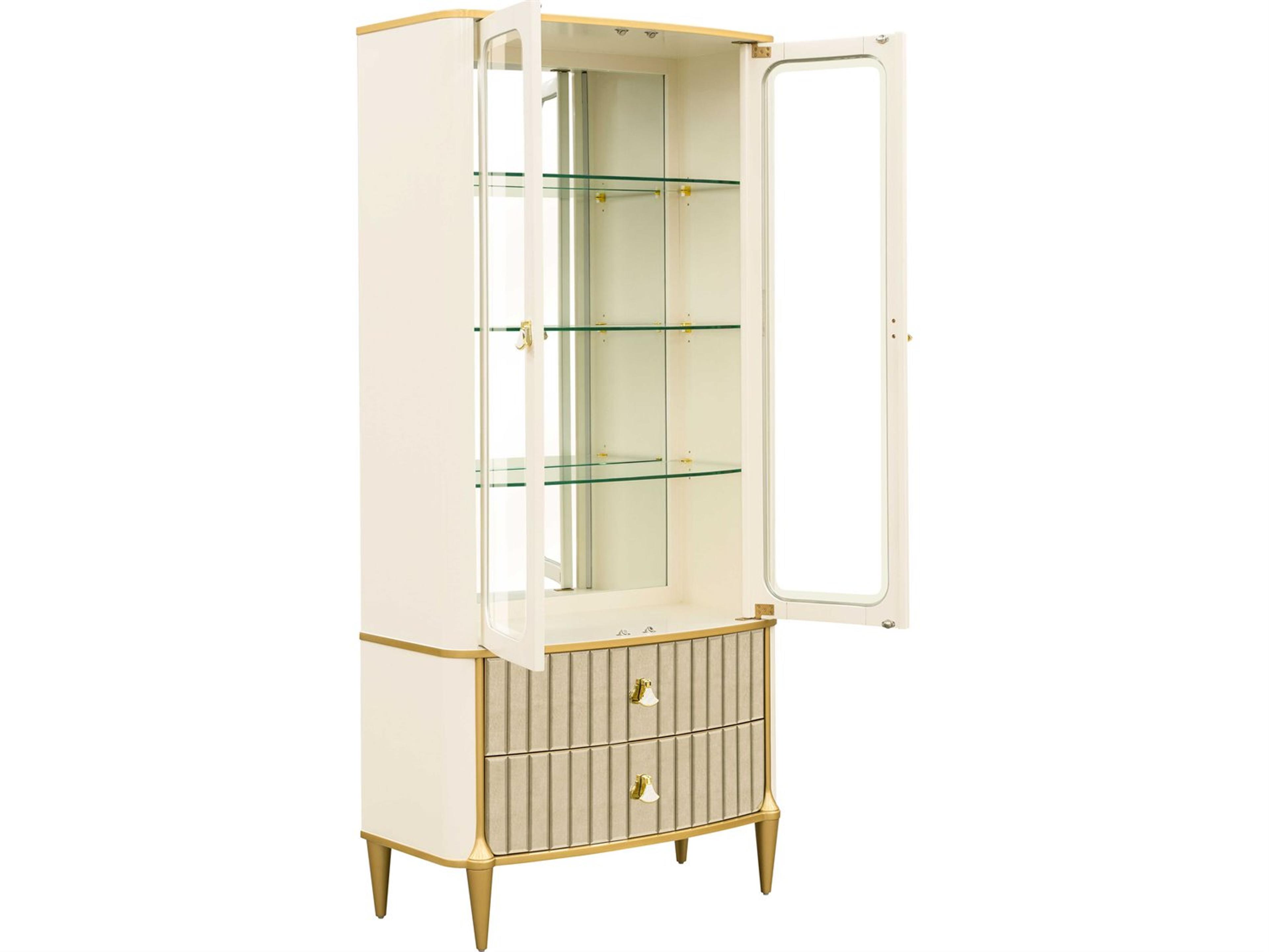 Luxecor Gilded Poplar Wood Light Champagne Display Cabinet