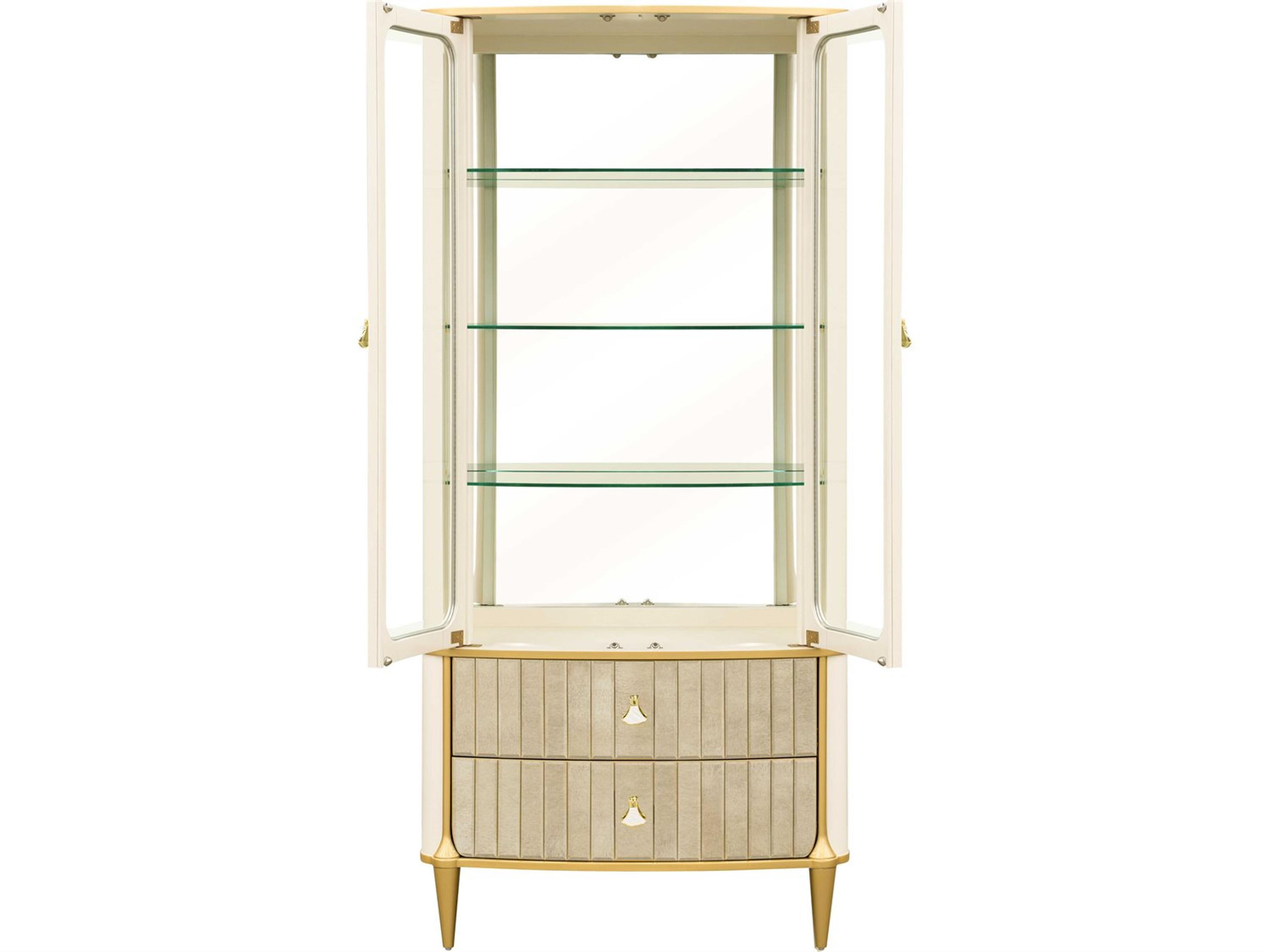 Luxecor Gilded Poplar Wood Light Champagne Display Cabinet