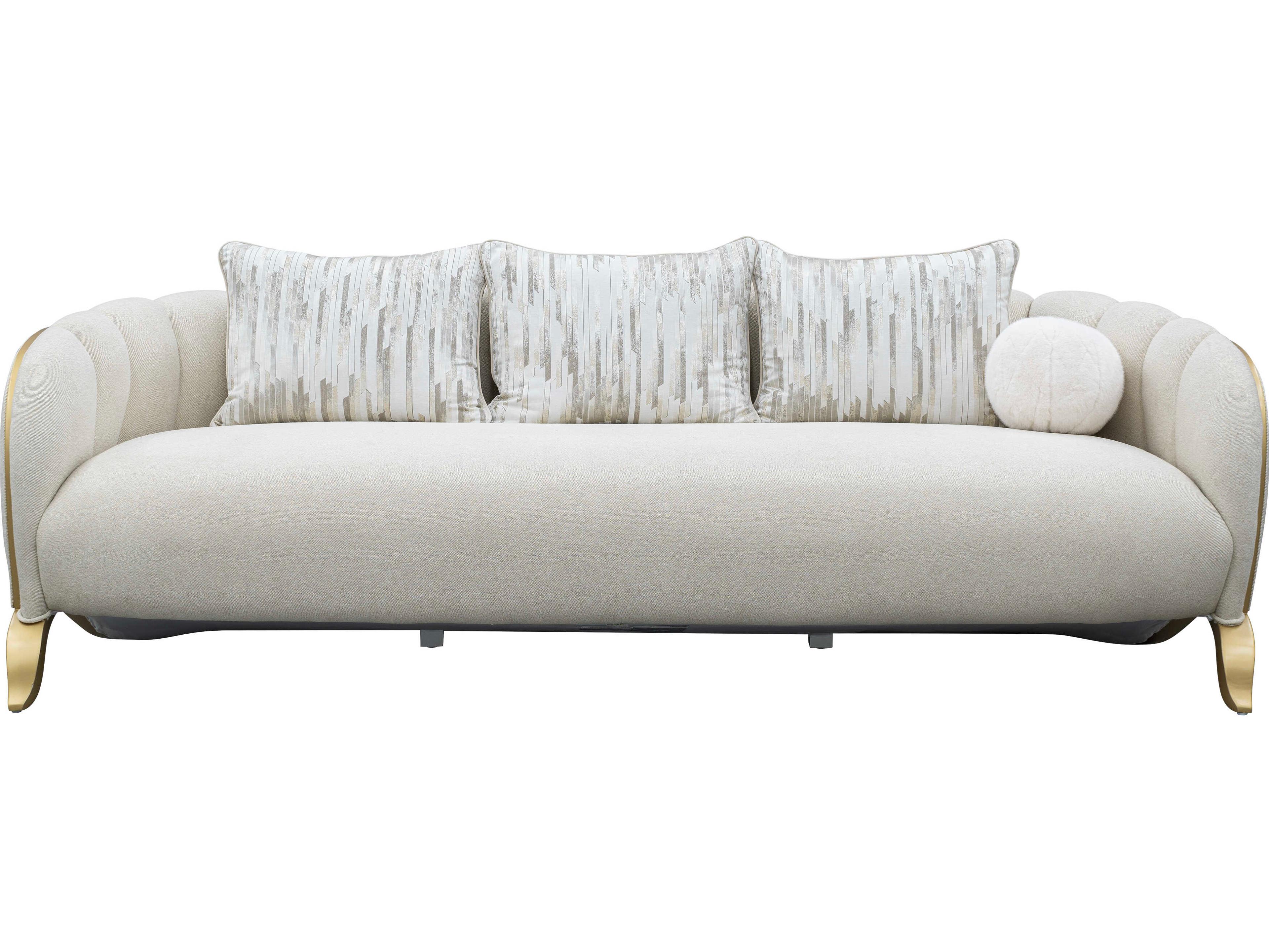 Luxecor Gilded Light Champagne White Upholstered Sofa