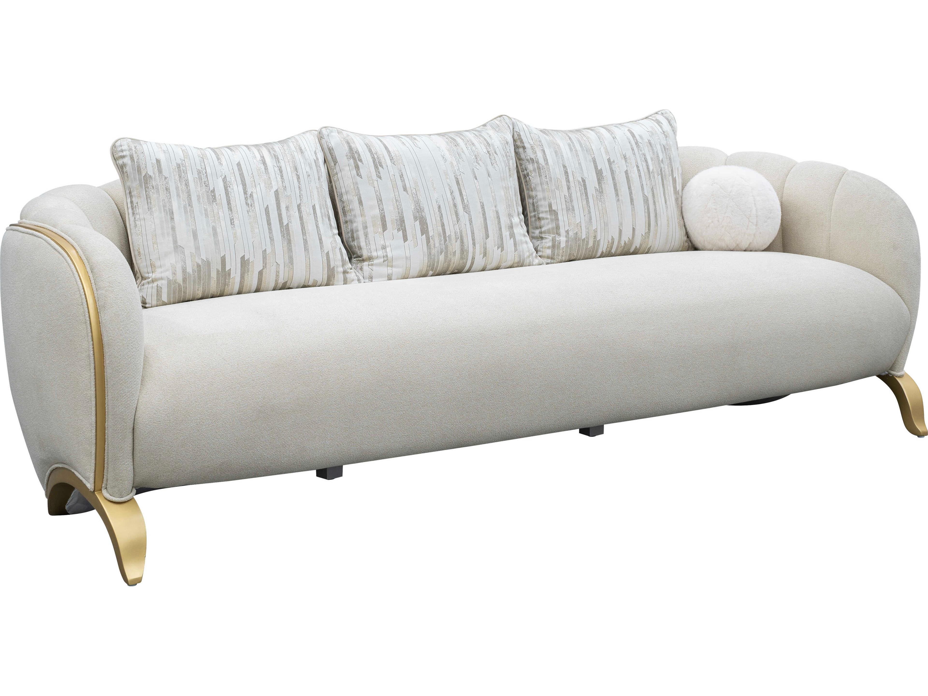 Luxecor Gilded Light Champagne White Upholstered Sofa