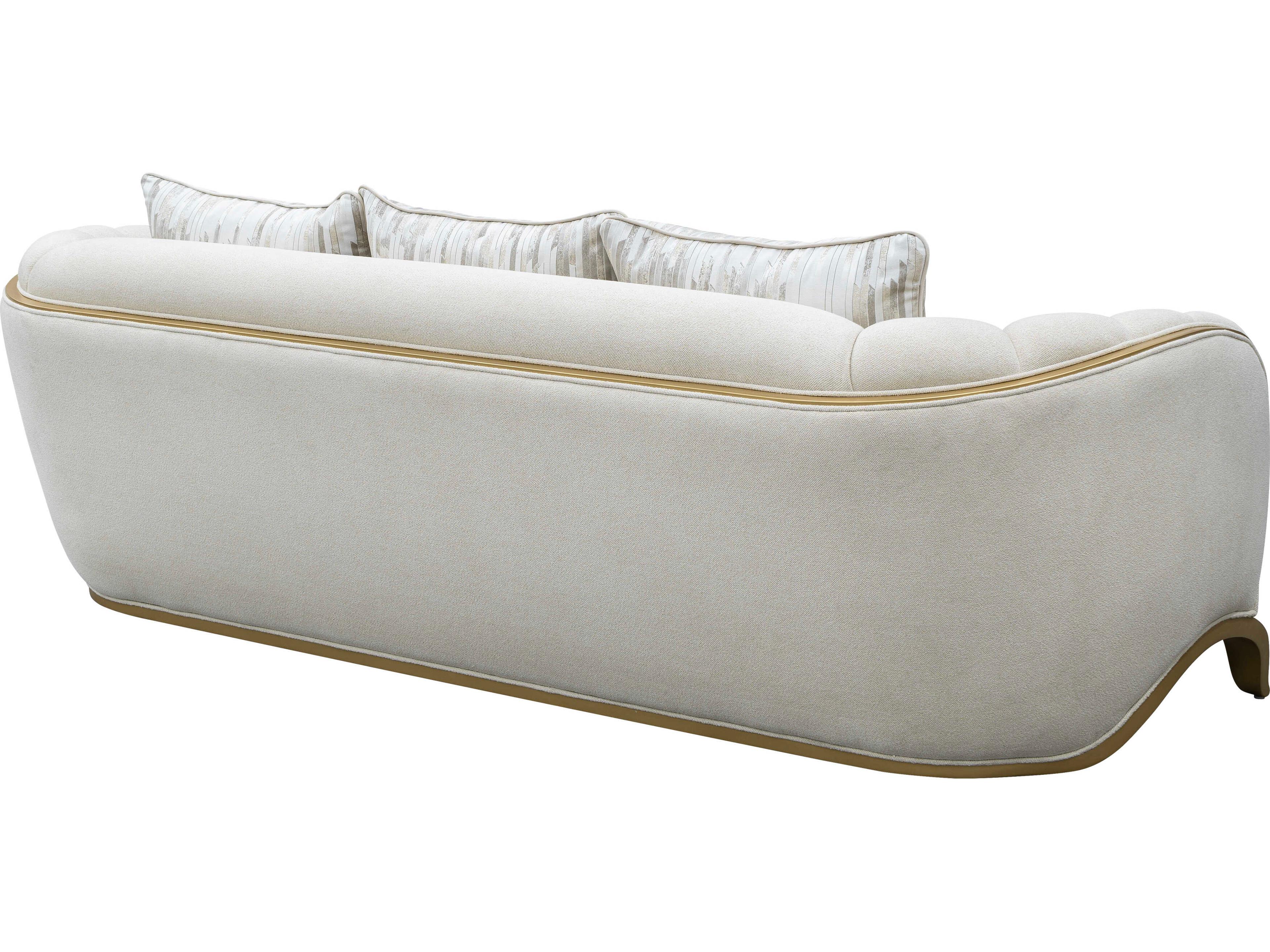 Luxecor Gilded Light Champagne White Upholstered Sofa