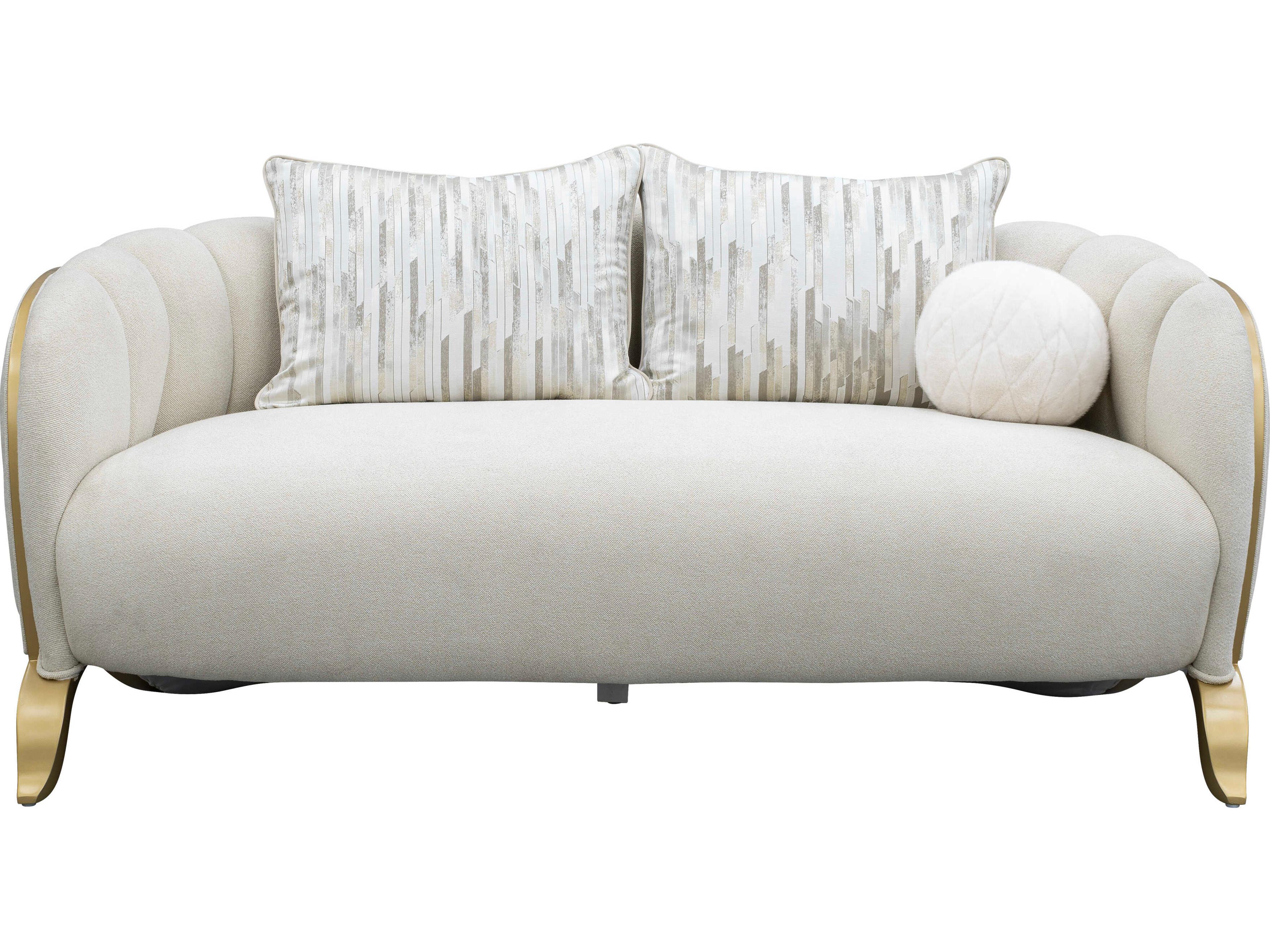 Luxecor Gilded Light Champagne White Upholstered Loveseat