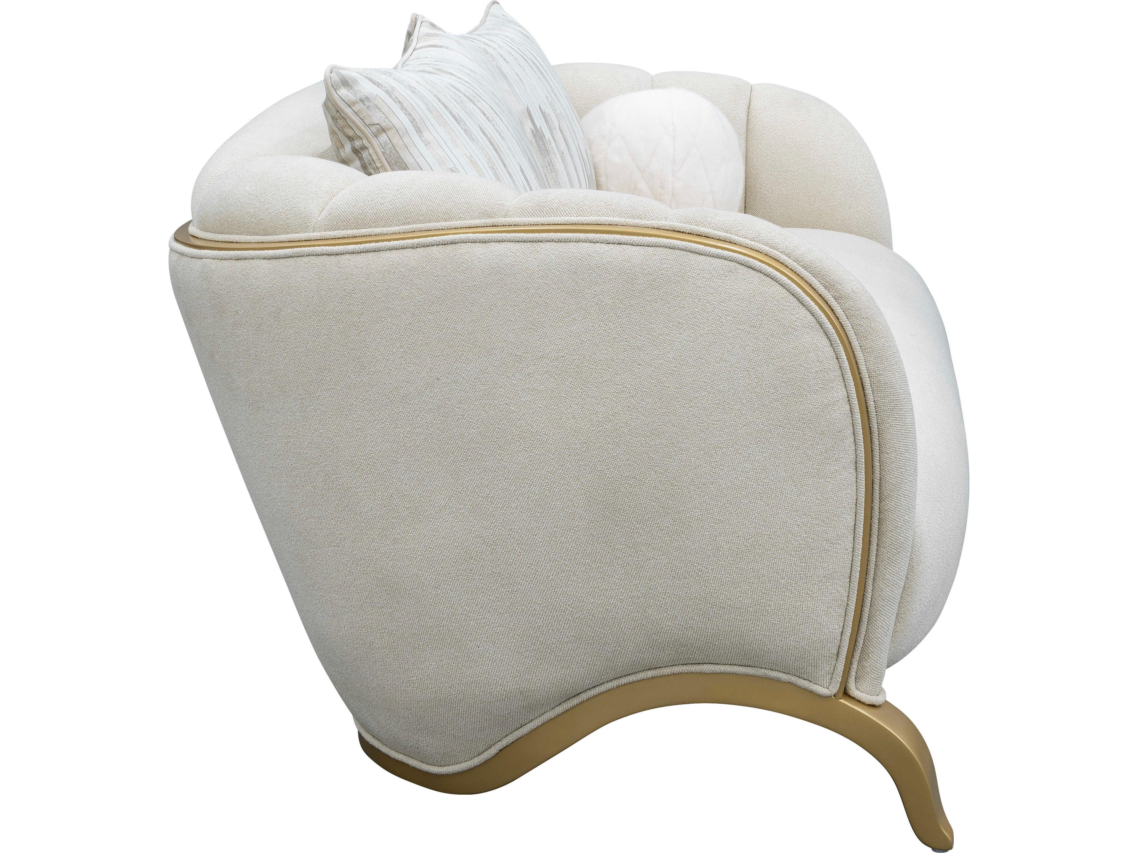 Luxecor Gilded Light Champagne White Upholstered Loveseat