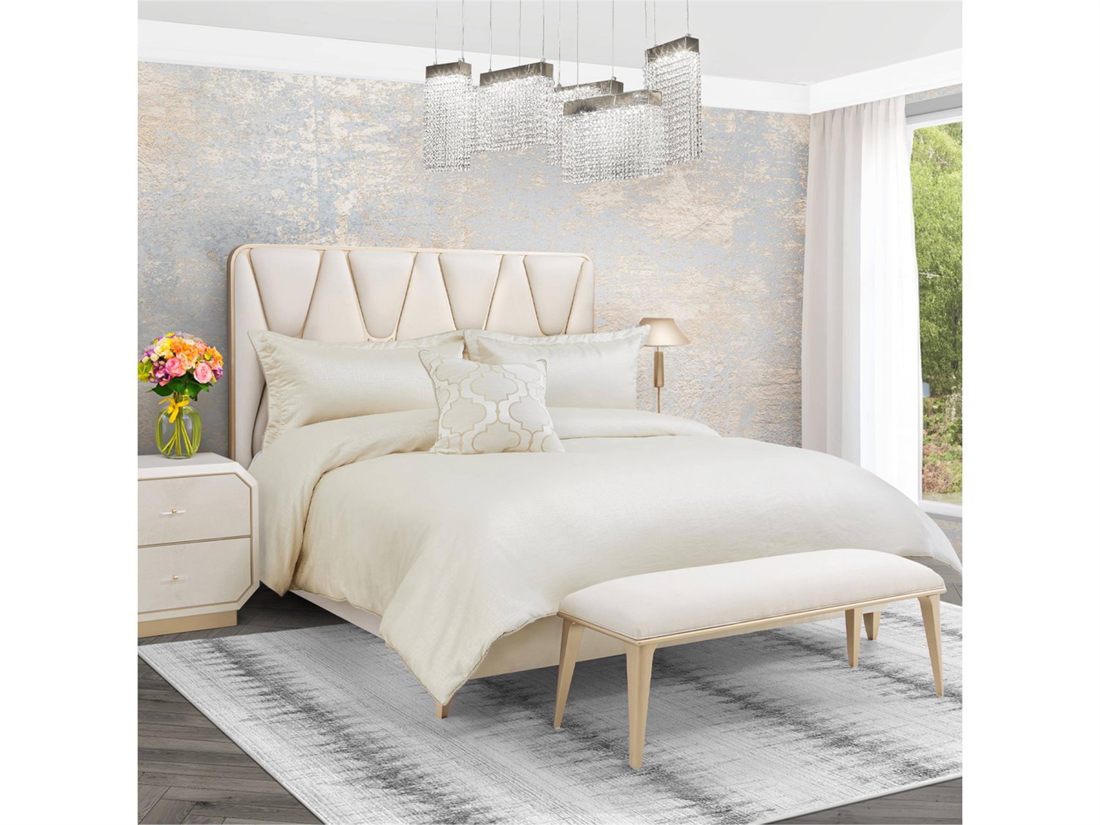 Michael Amini Bedding Westlyn 4-Piece Queen Comforter Set - Ivory