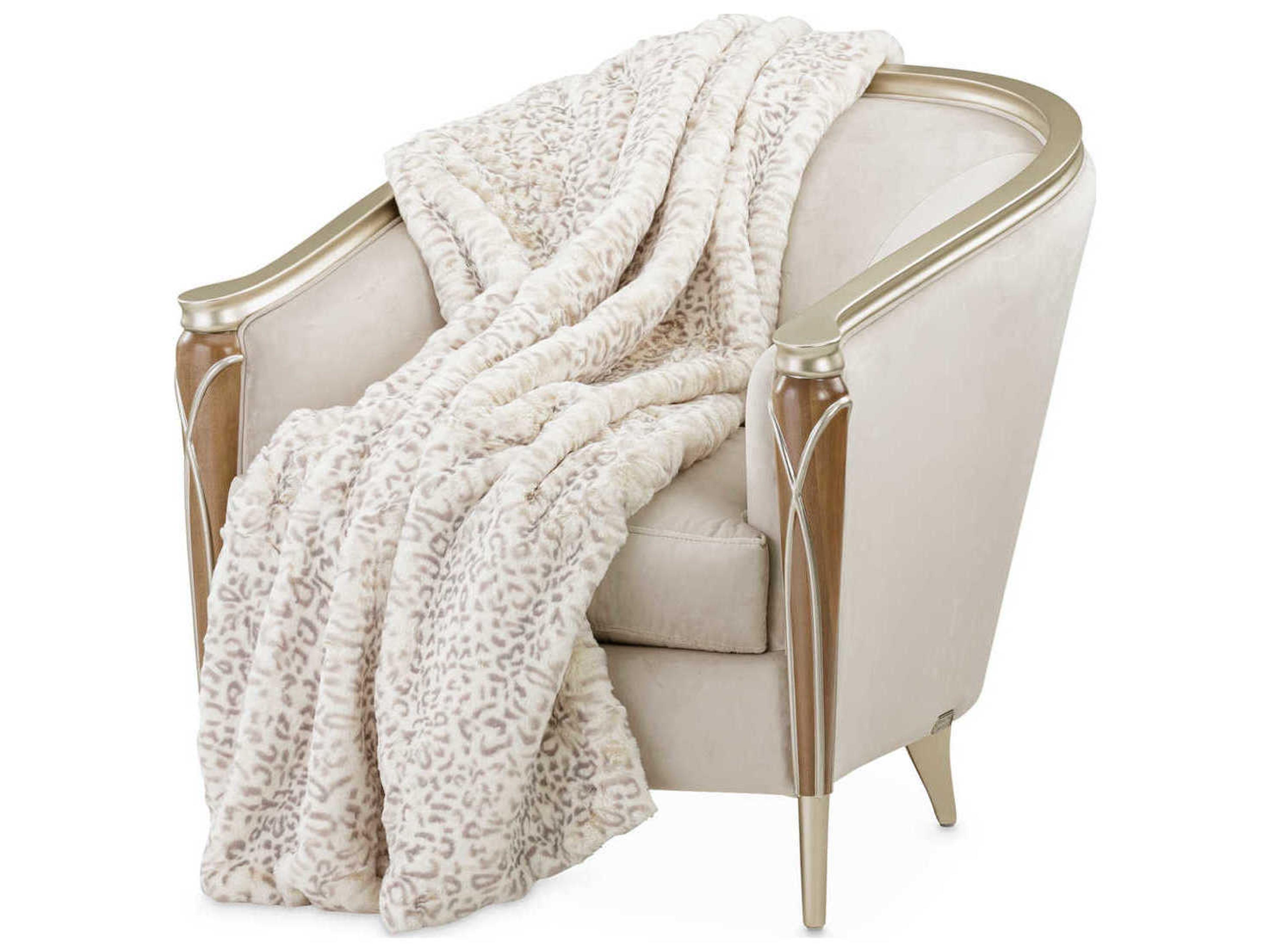Snow Leopard Natural Faux-Fur Throw