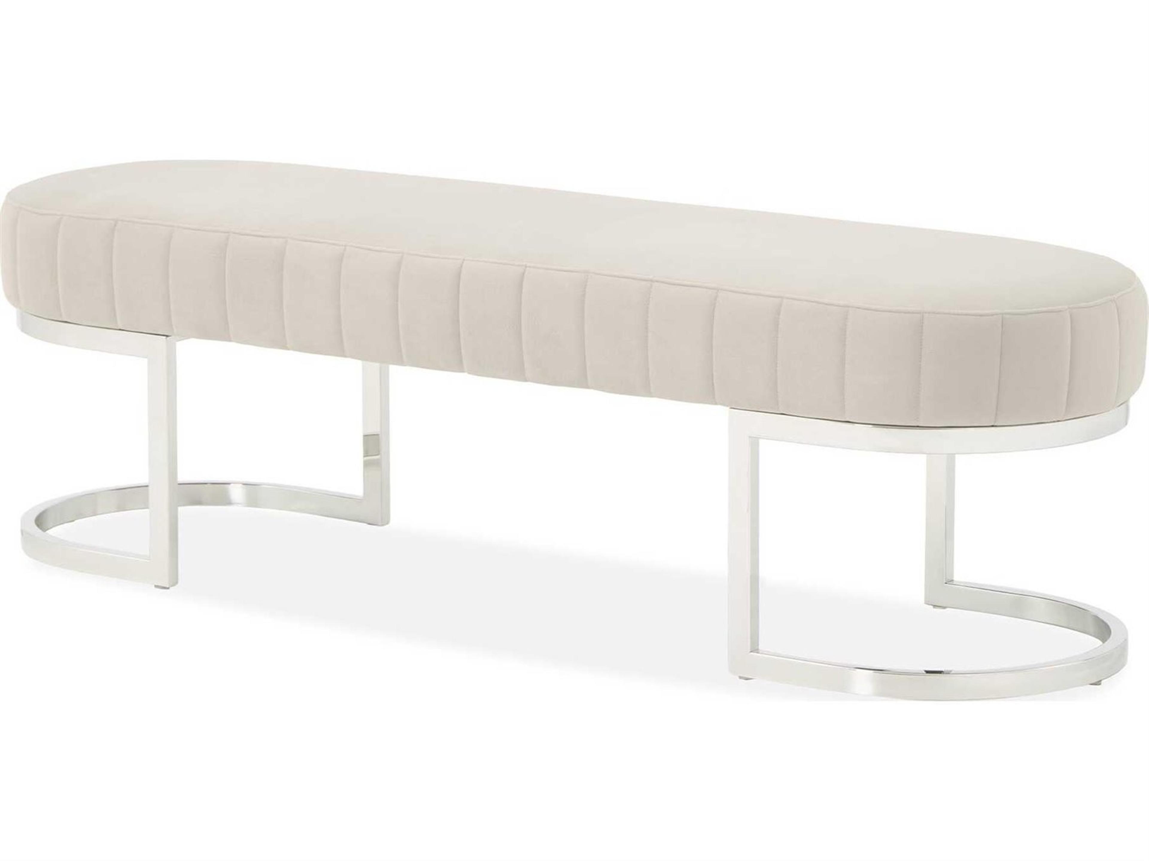 Signature Orchid Gray Velvet Upholstered Accent Bench