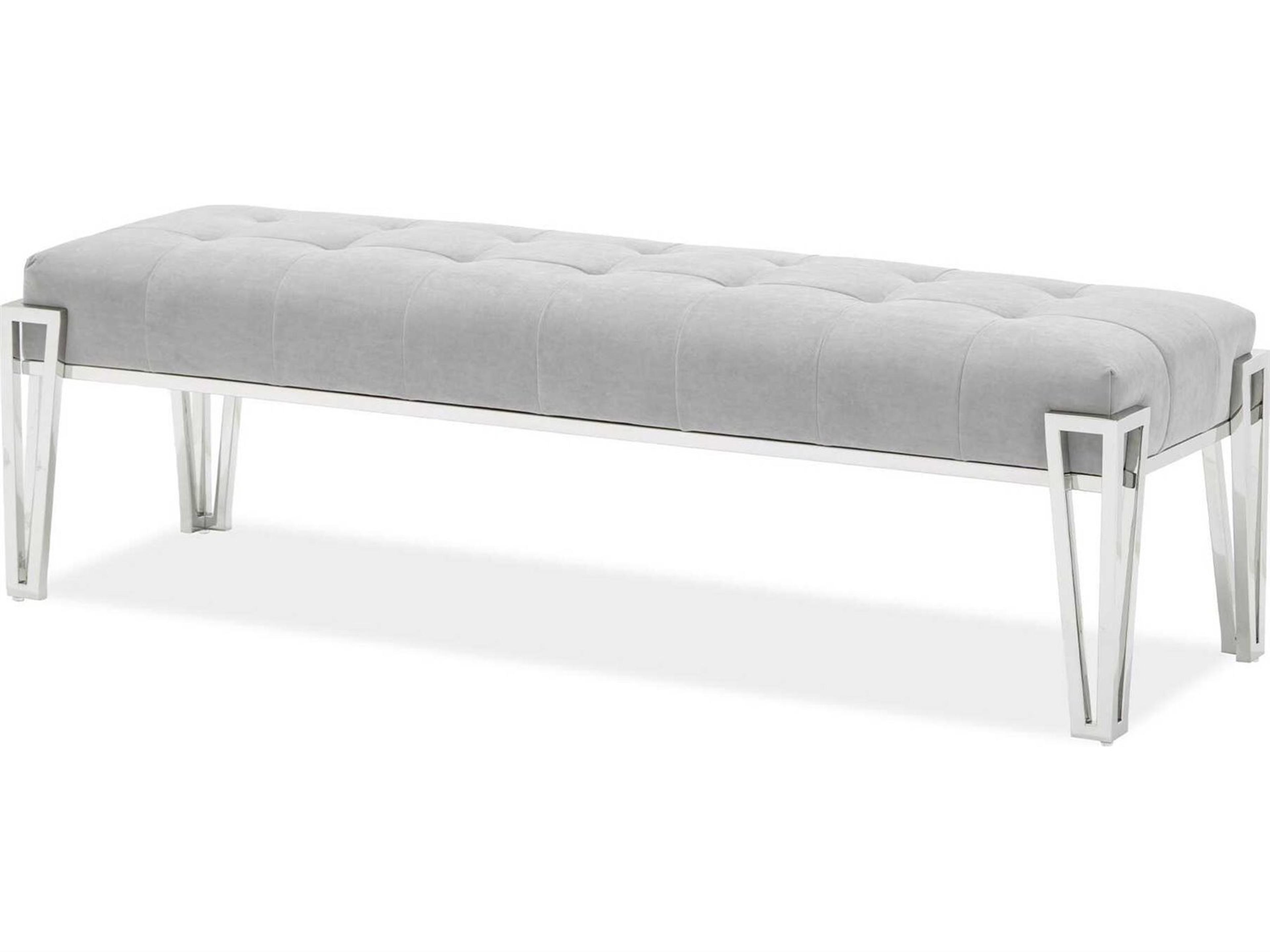 Signature Rose Gray Velvet Upholstered Accent Bench