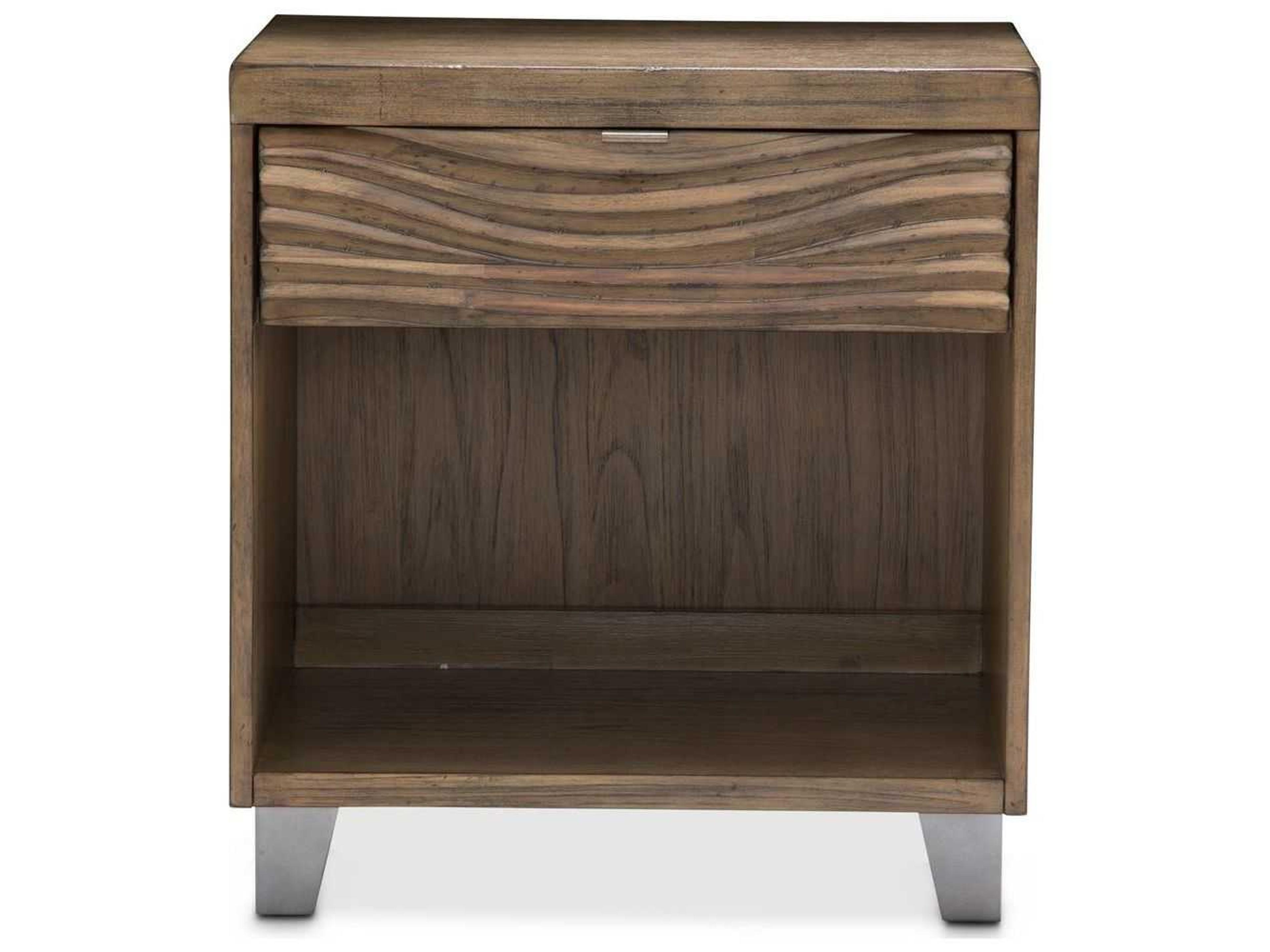 Michael Amini Del Mar Sound 1-Drawer Natural Acacia Wood Nightstand