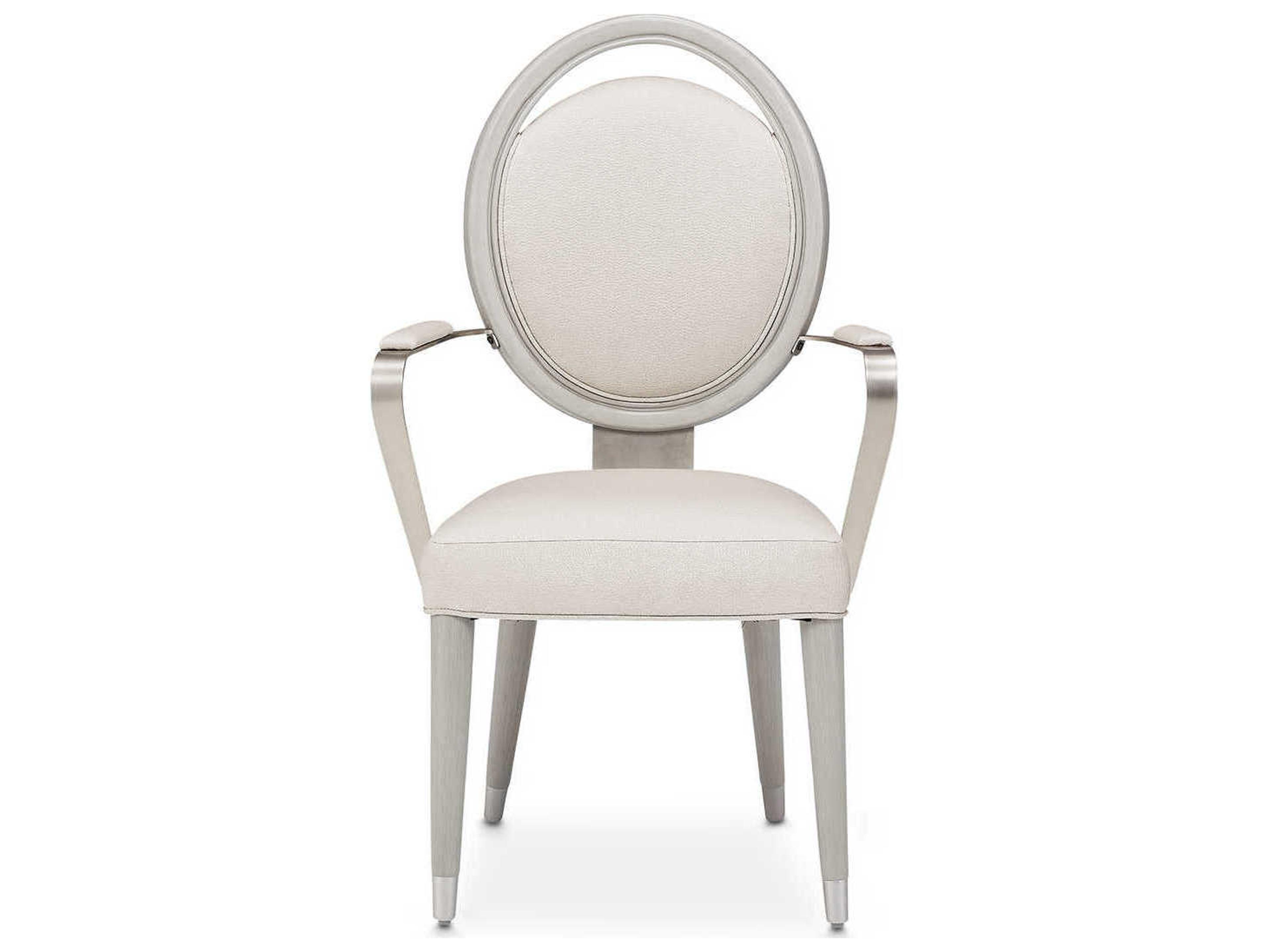 Luxecor Gilded Poplar Wood Gray Upholstered Arm Dining Chair