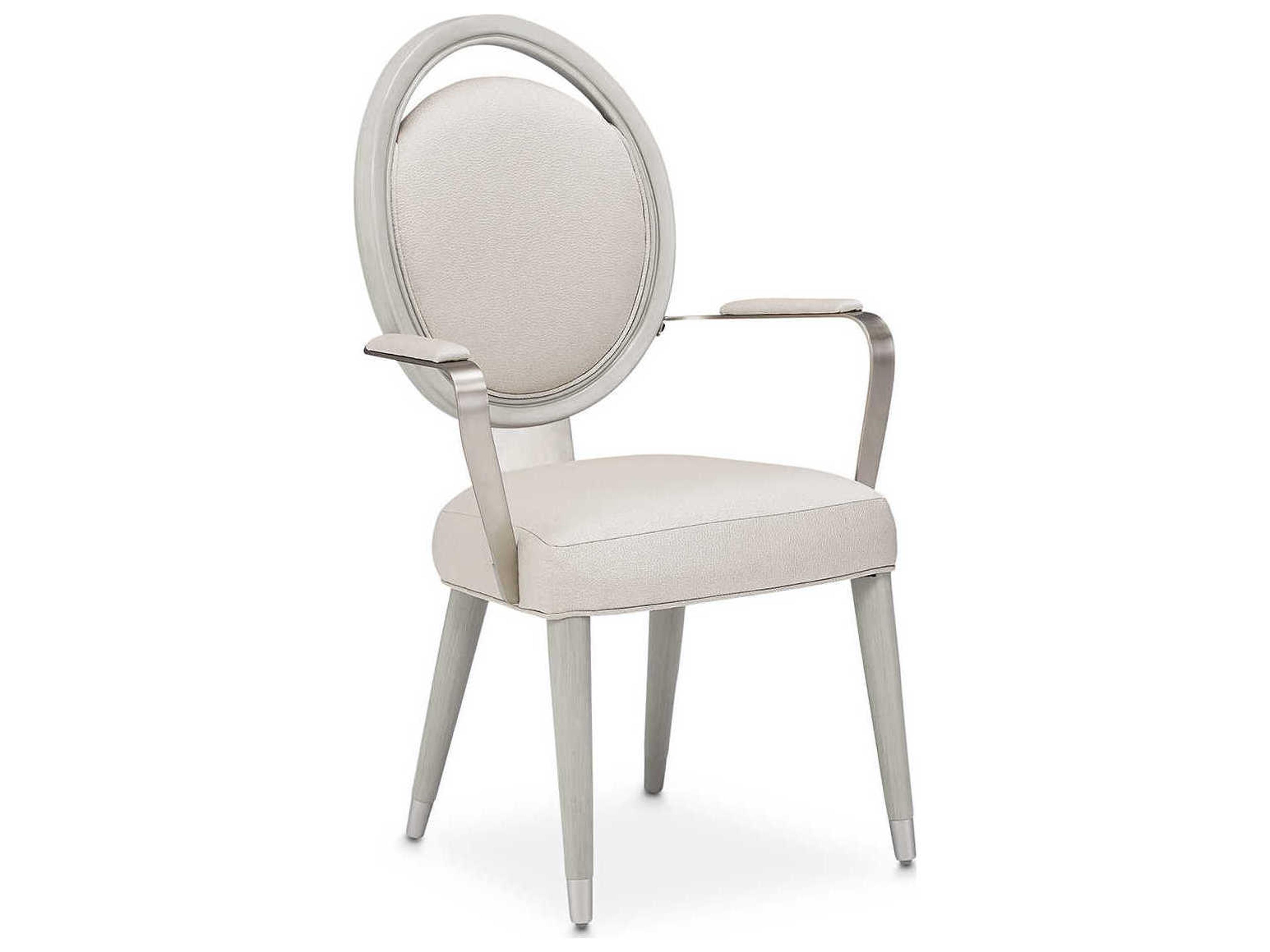 Luxecor Gilded Poplar Wood Gray Upholstered Arm Dining Chair