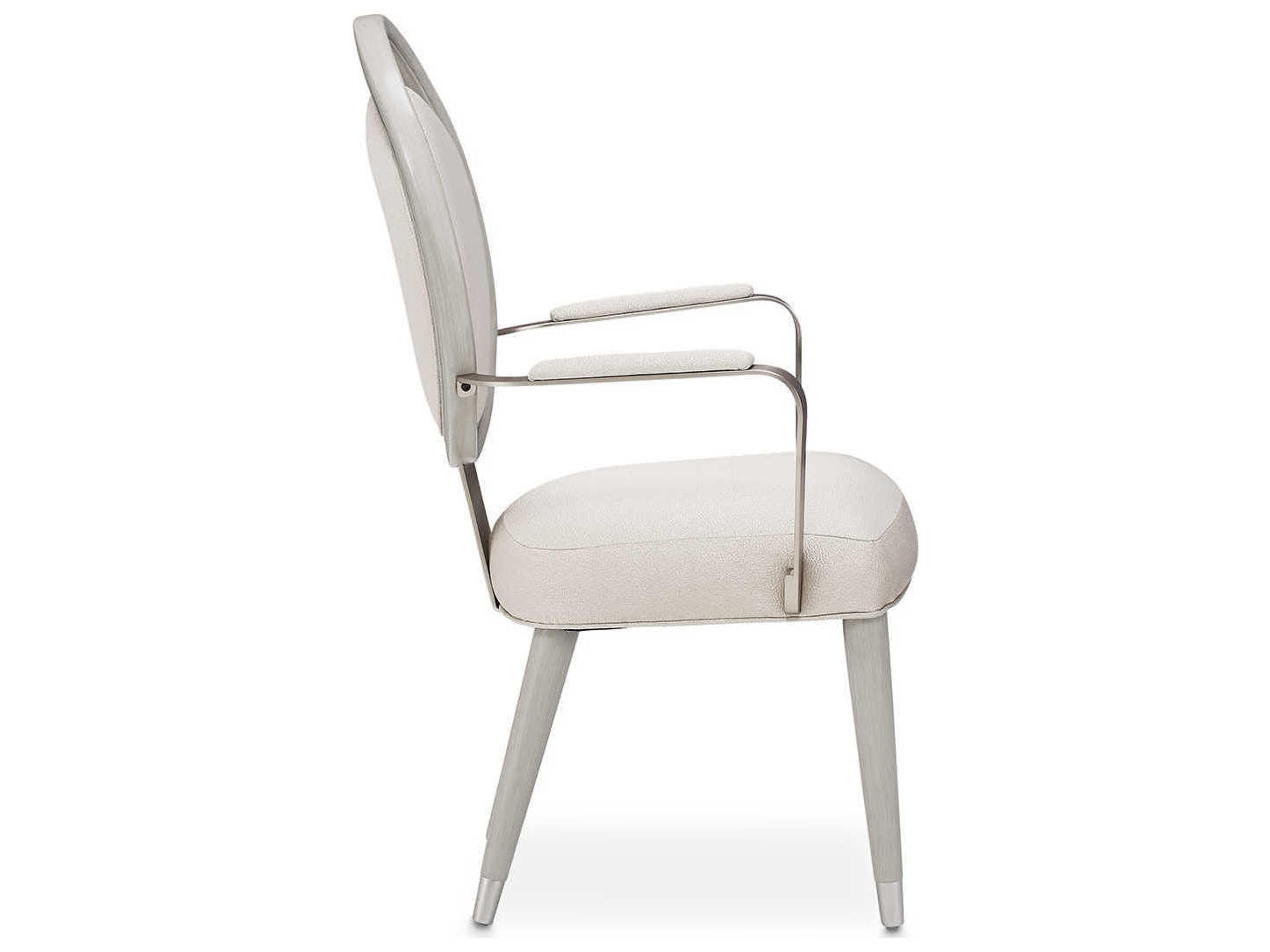 Luxecor Gilded Poplar Wood Gray Upholstered Arm Dining Chair