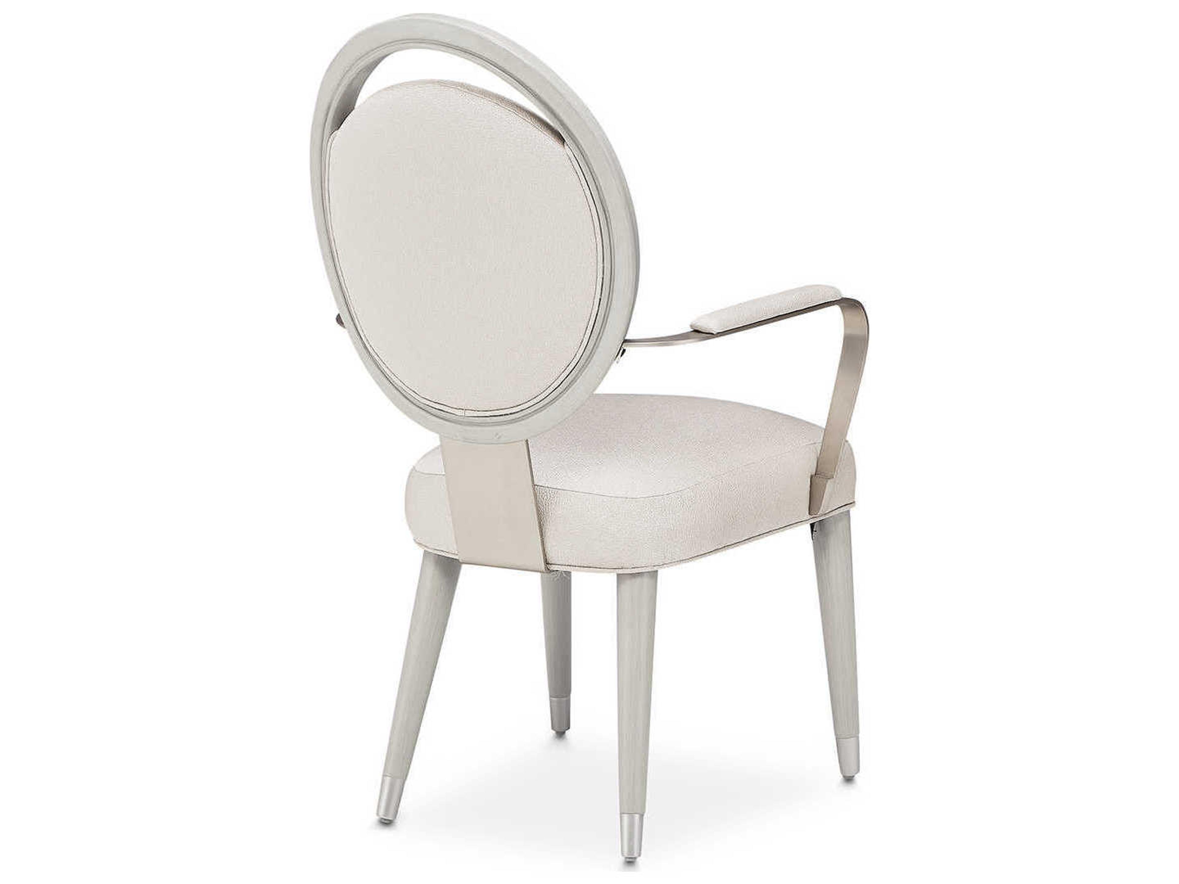 Luxecor Gilded Poplar Wood Gray Upholstered Arm Dining Chair