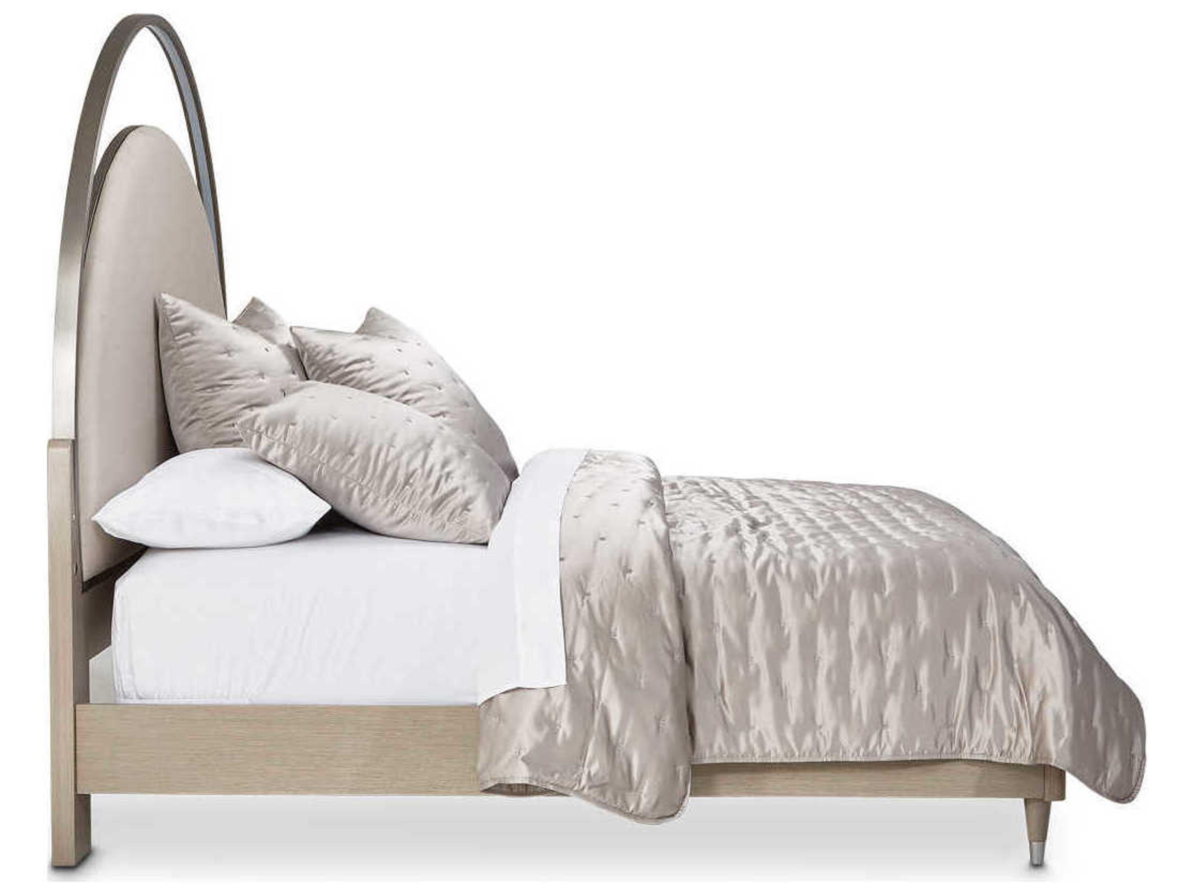 Luxecor Gilded Ivory White Poplar Wood Upholstered King Panel Bed