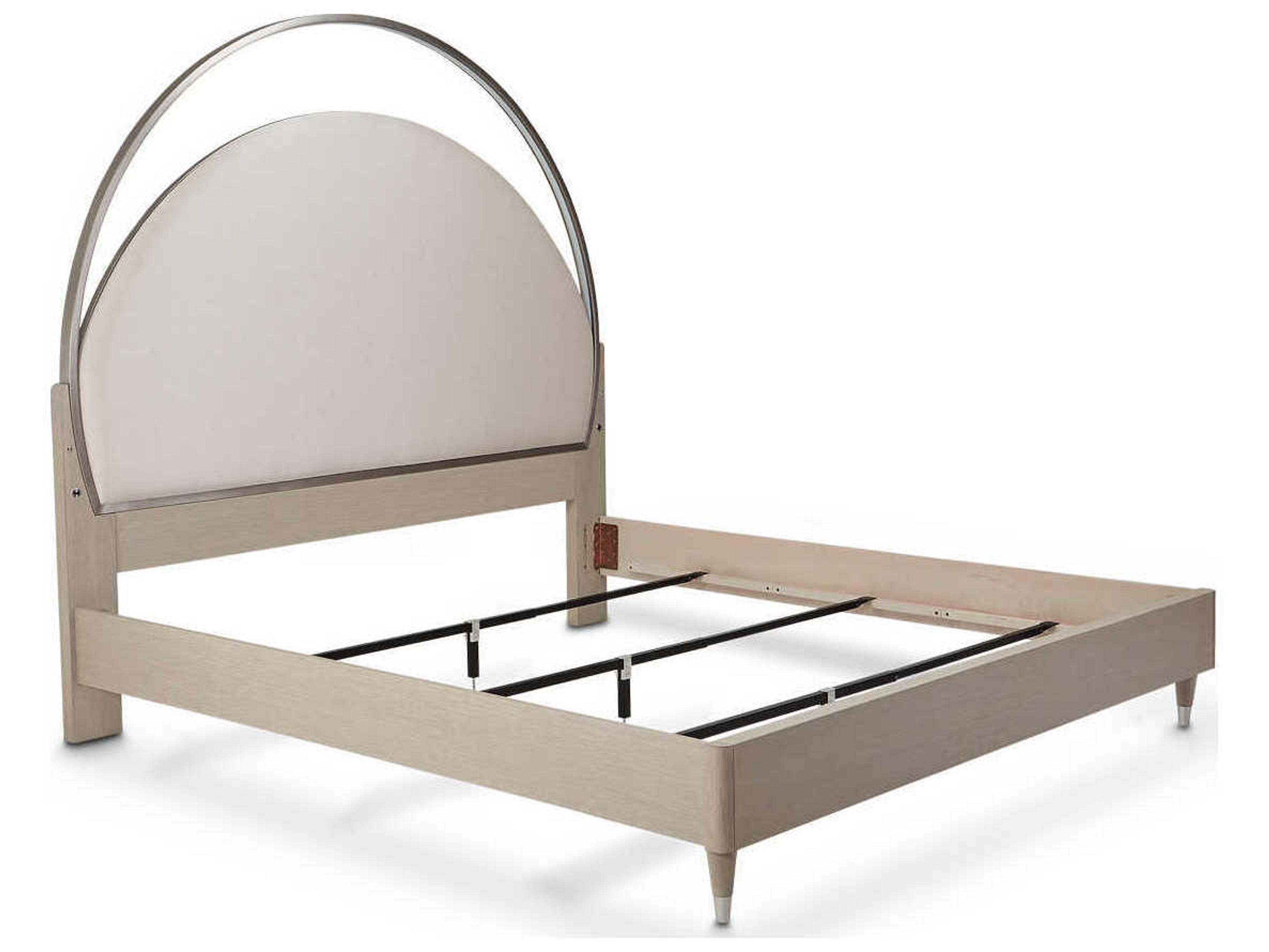 Luxecor Gilded Ivory White Poplar Wood Upholstered King Panel Bed