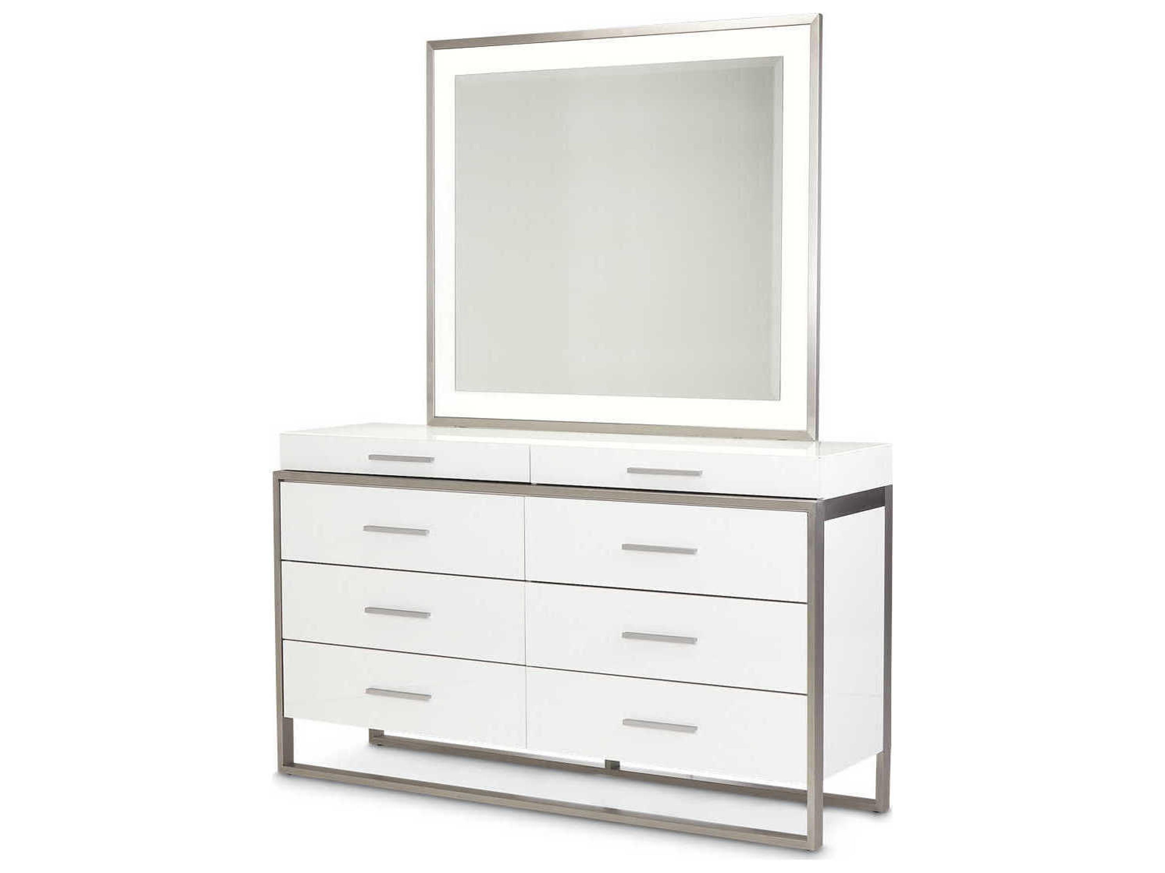 Marquee 8-Drawers Cloud White Double Dresser with Mirror Set
