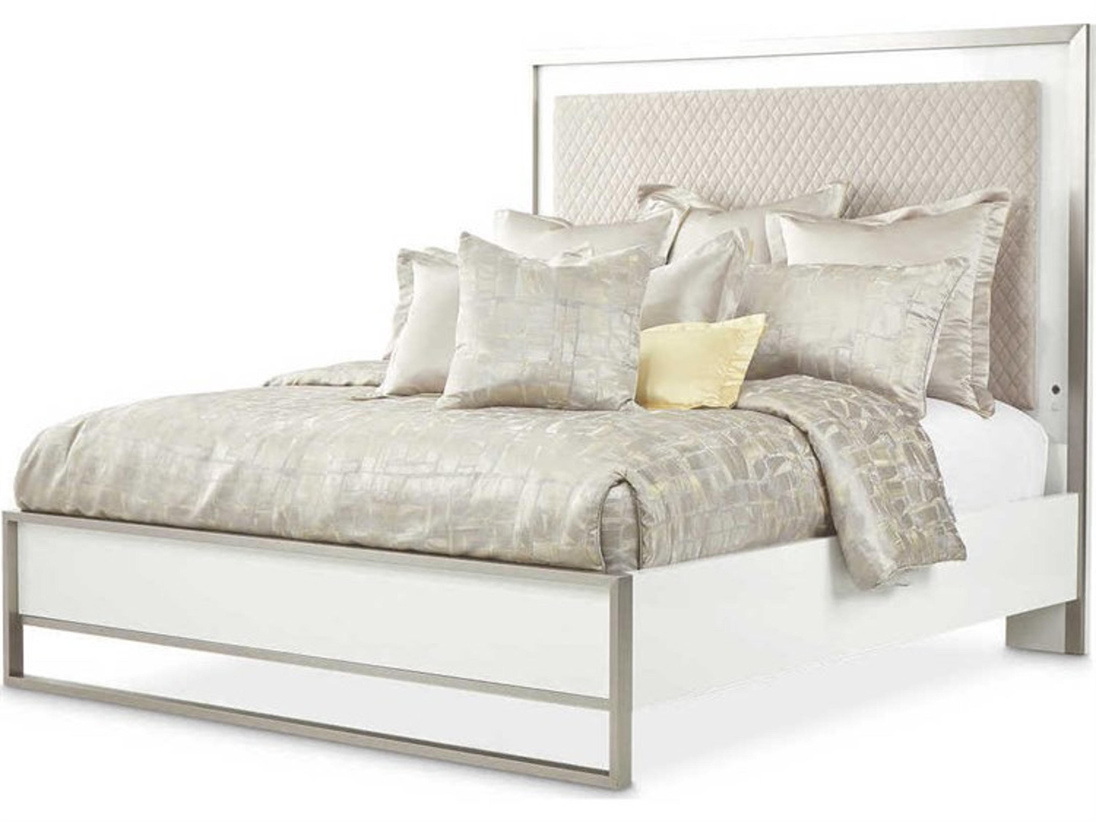 Marquee White Wood California King Panel Bed