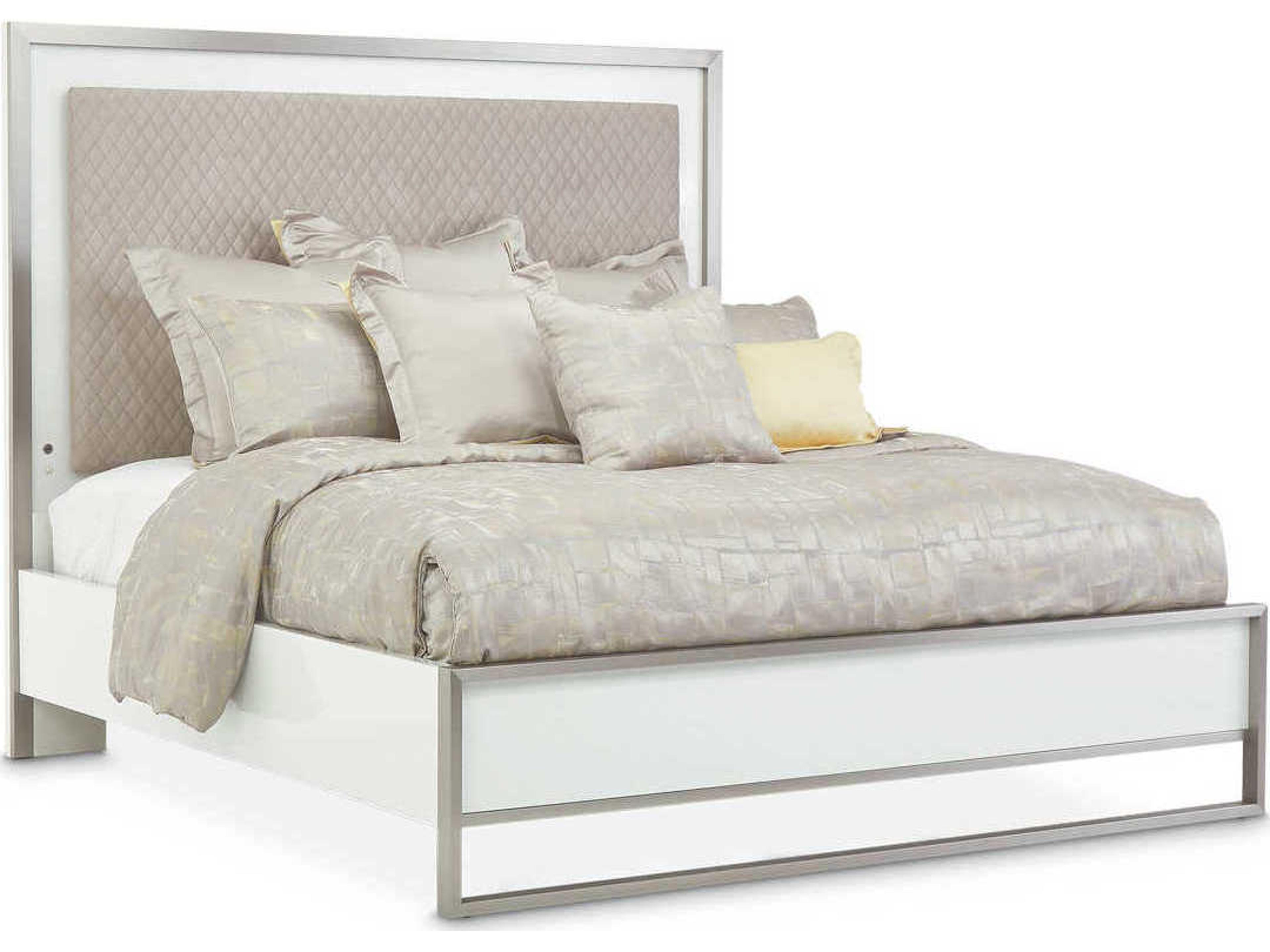 Luxecor Gilded Cloud White Upholstered Queen Panel Bed