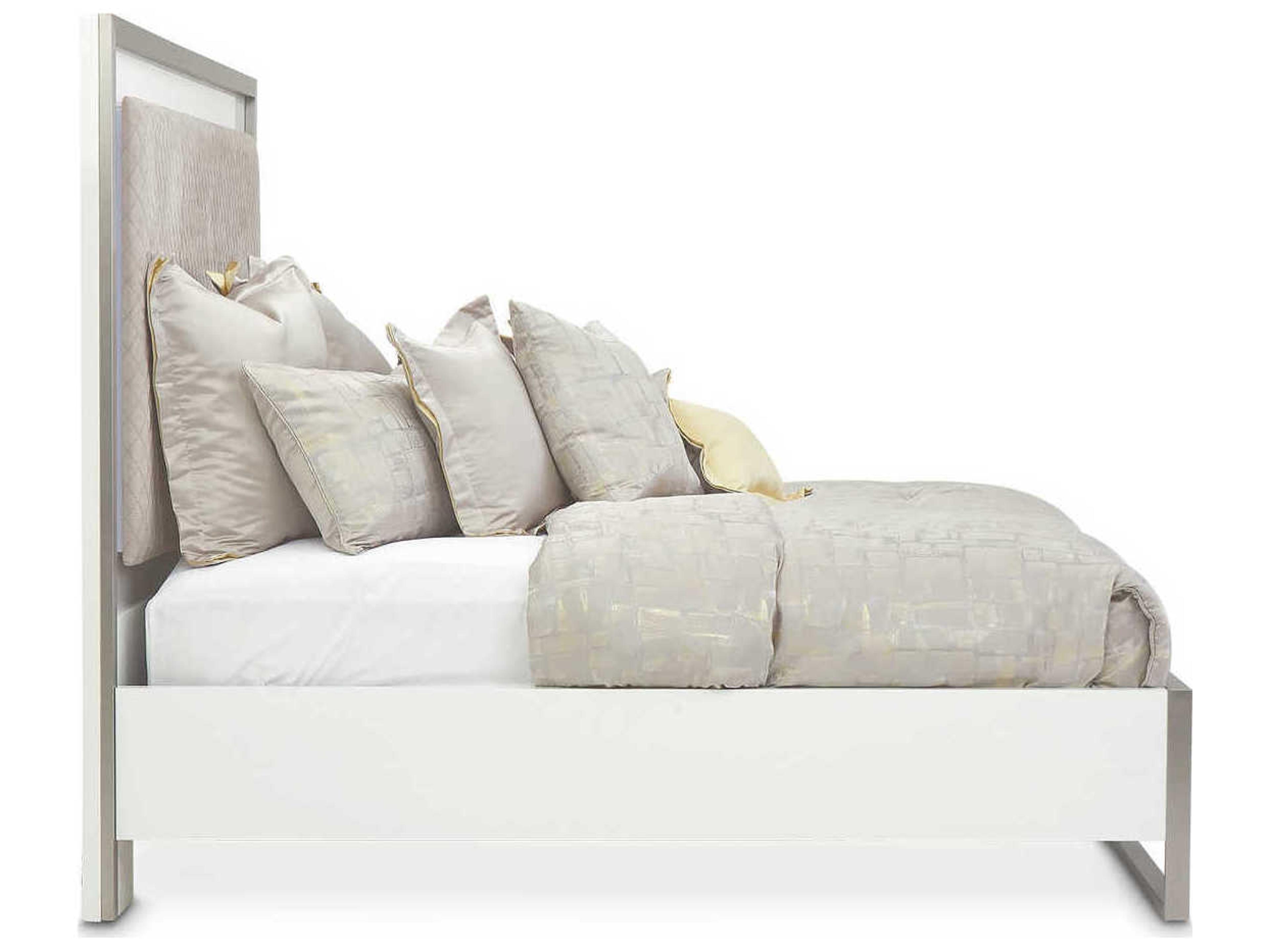 Luxecor Gilded Cloud White Upholstered Queen Panel Bed