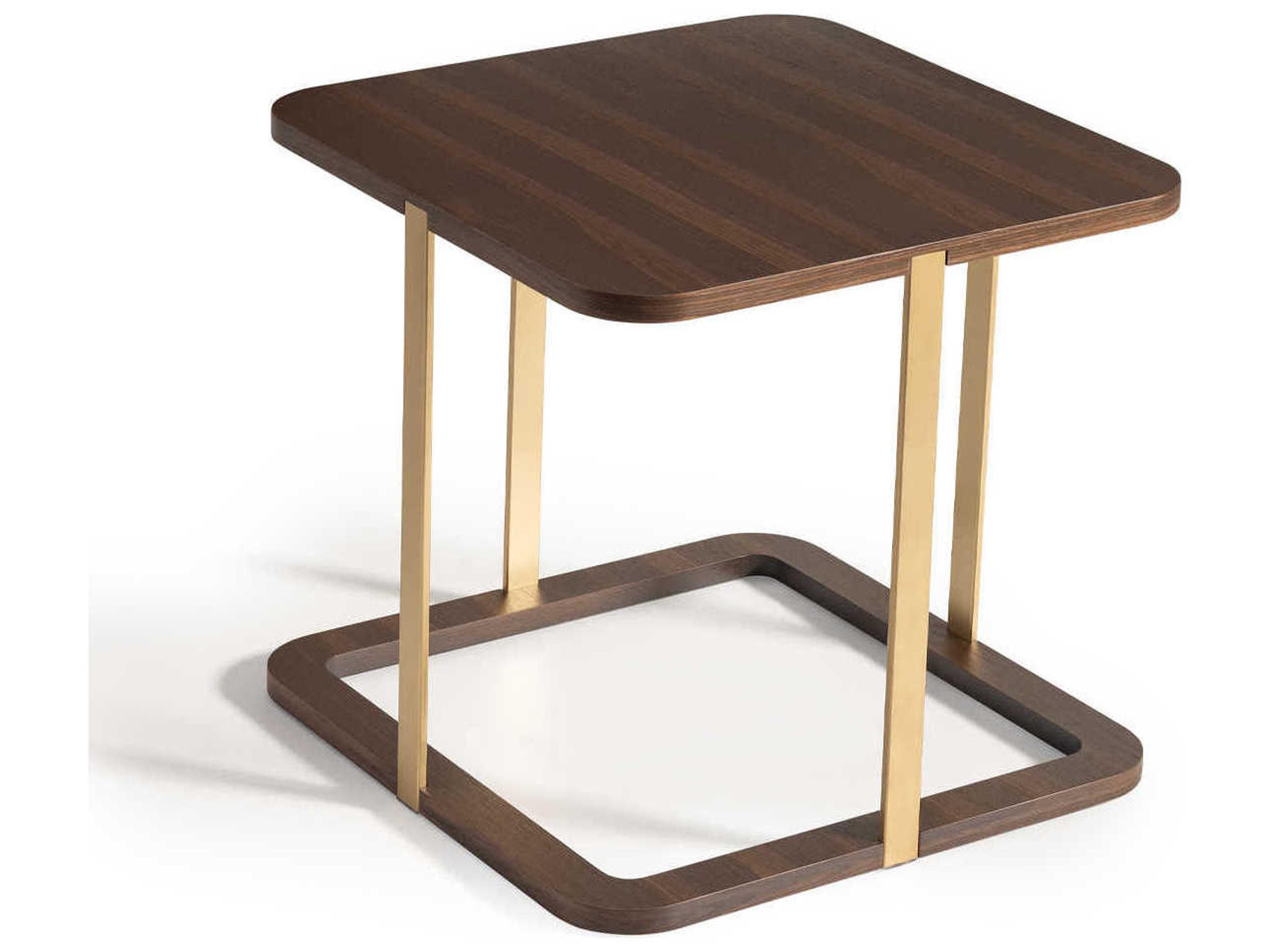 Luxecor Gilded Square Wood Eggshell Walnut End Table