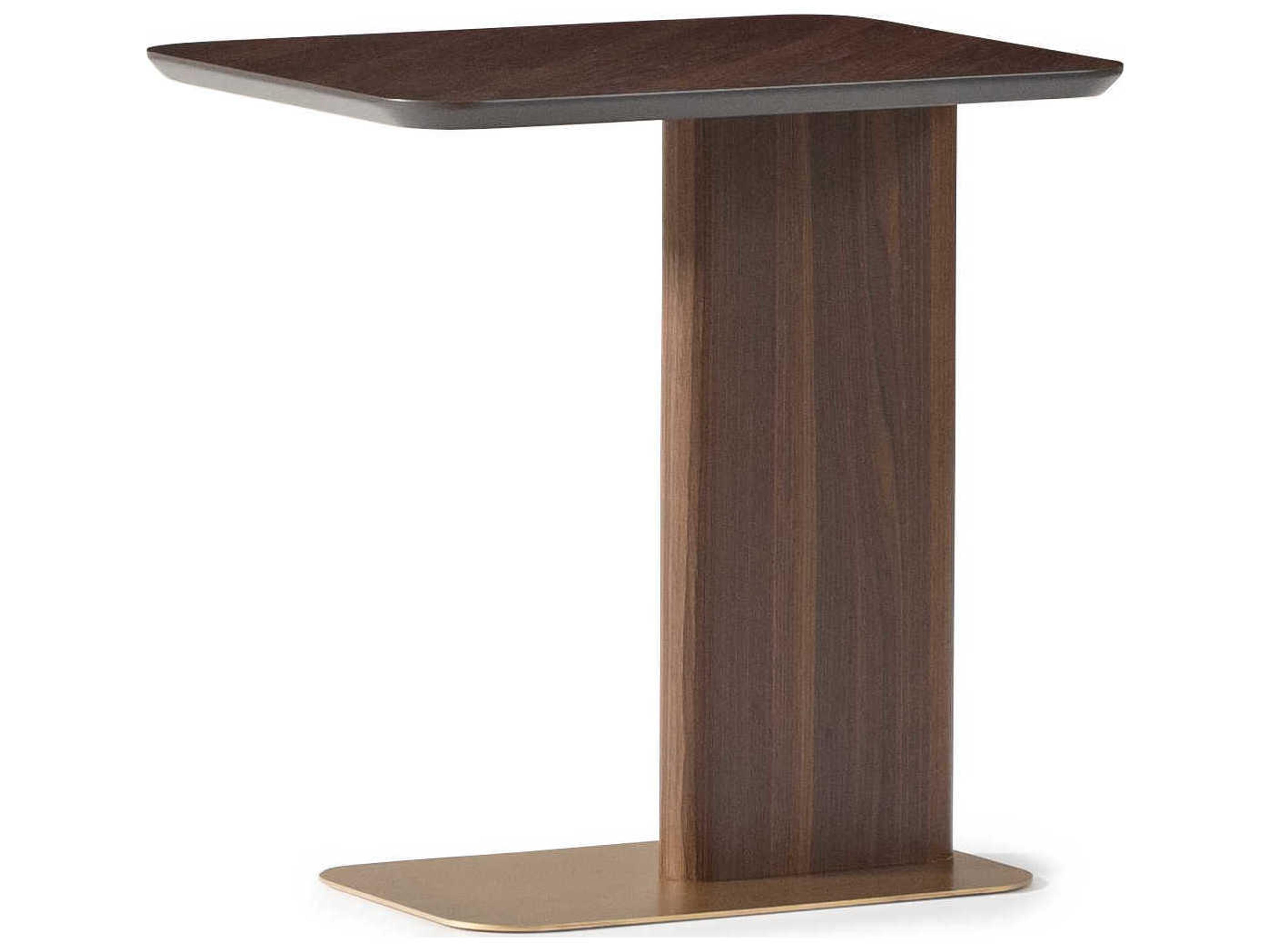 Gilded Rectangular Wood Eggshell Walnut End Table