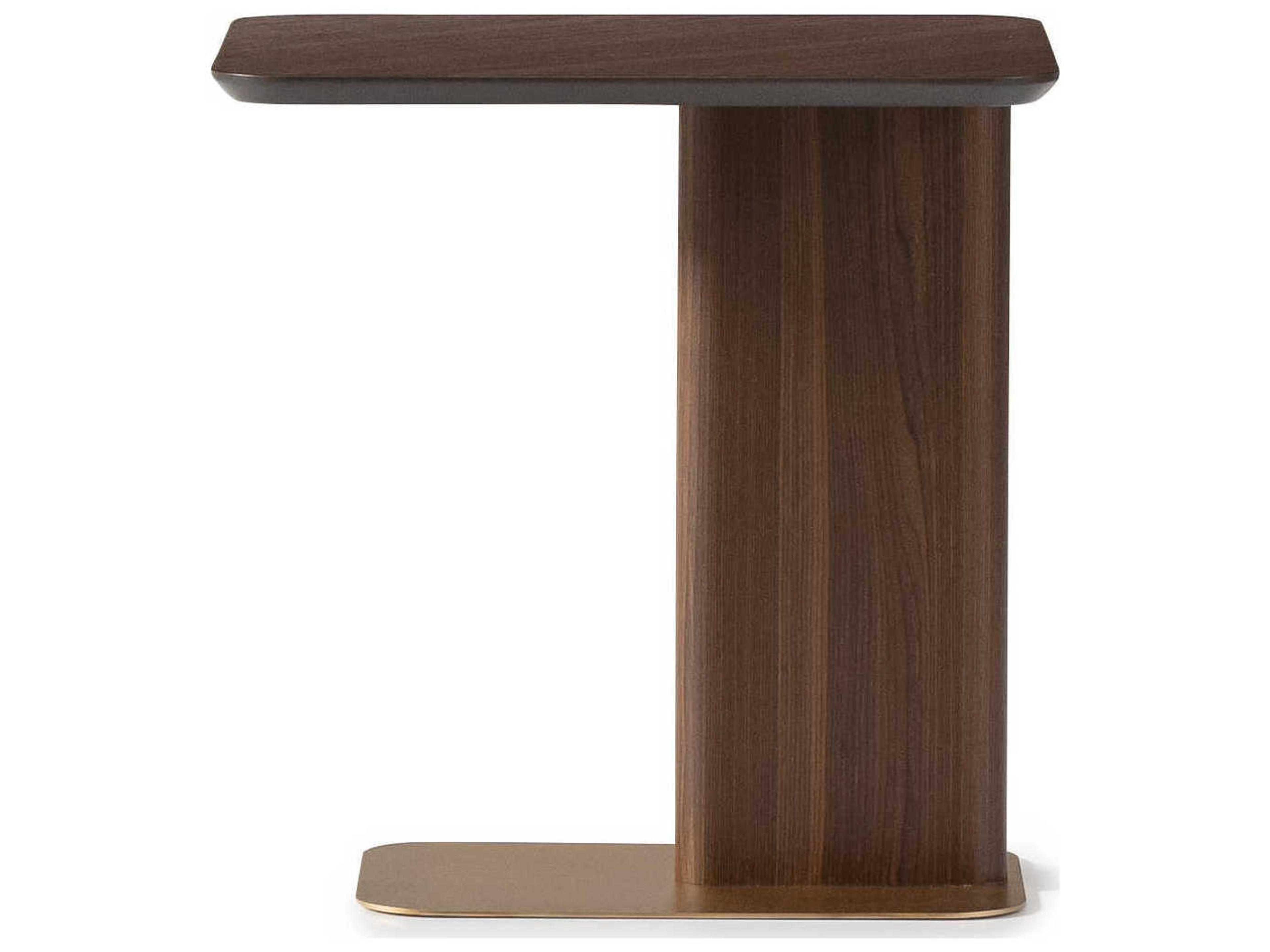 Luxecor Gilded Rectangular Wood Eggshell Walnut End Table