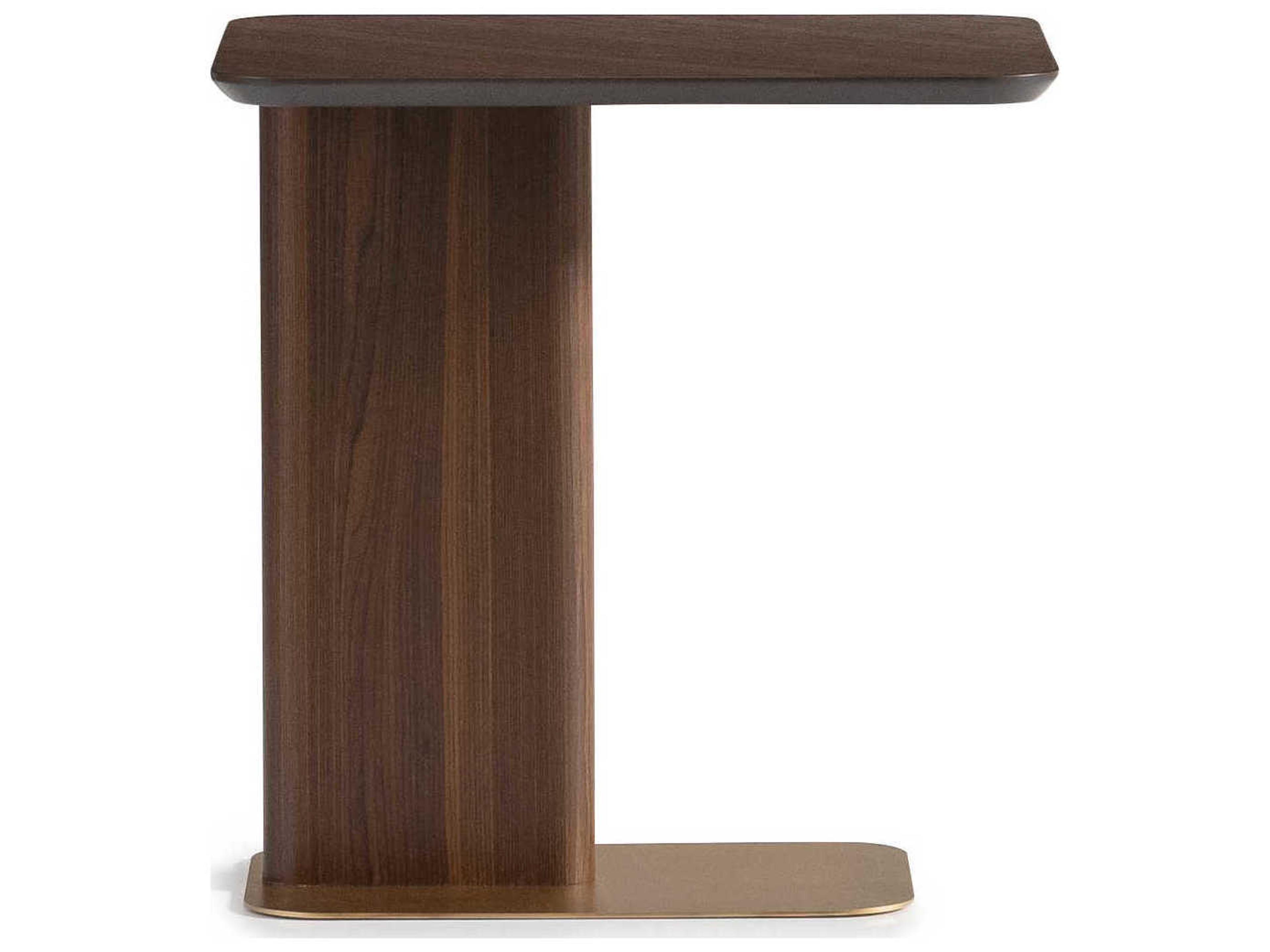 Luxecor Gilded Rectangular Wood Eggshell Walnut End Table