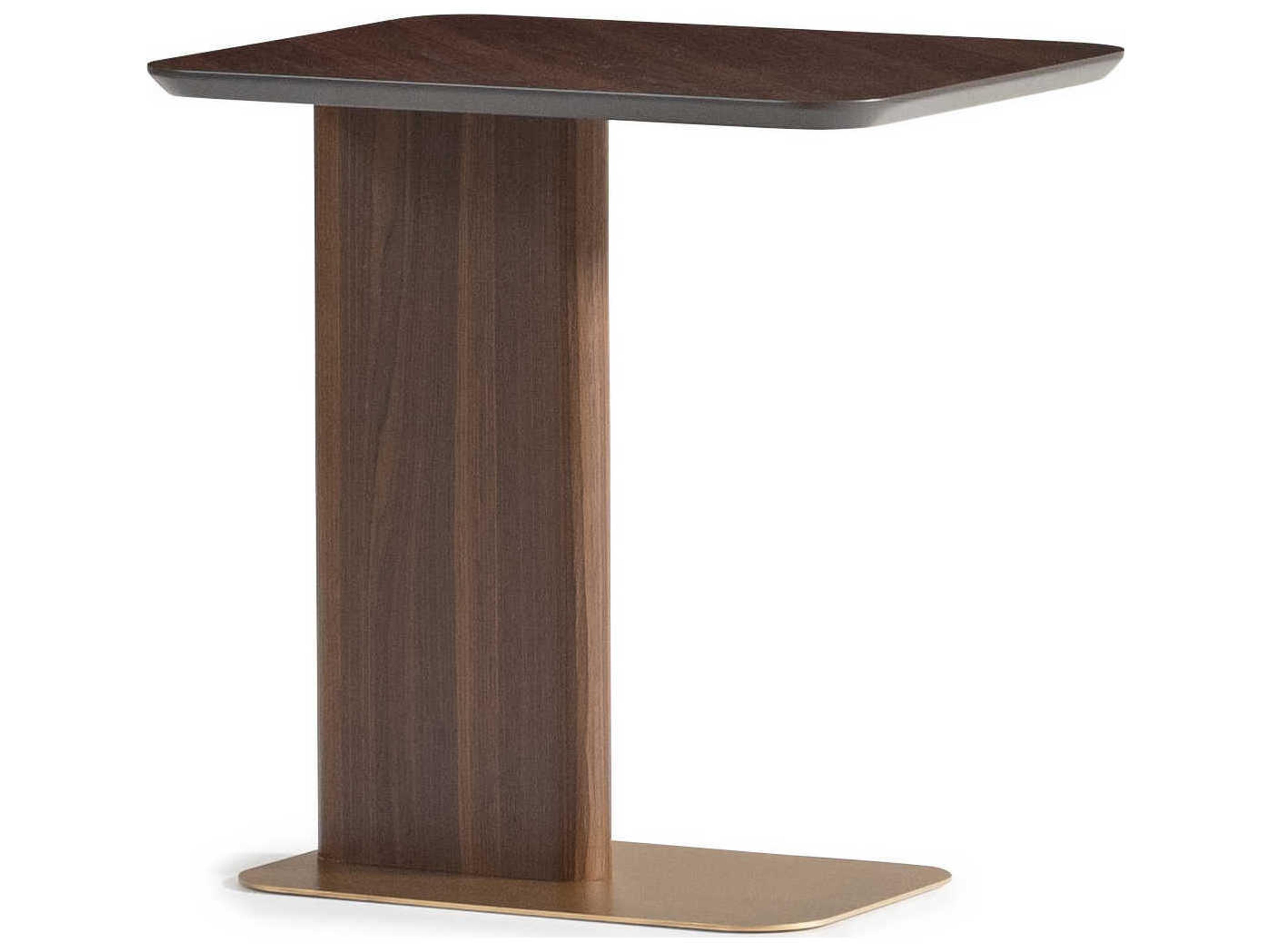 Luxecor Gilded Rectangular Wood Eggshell Walnut End Table