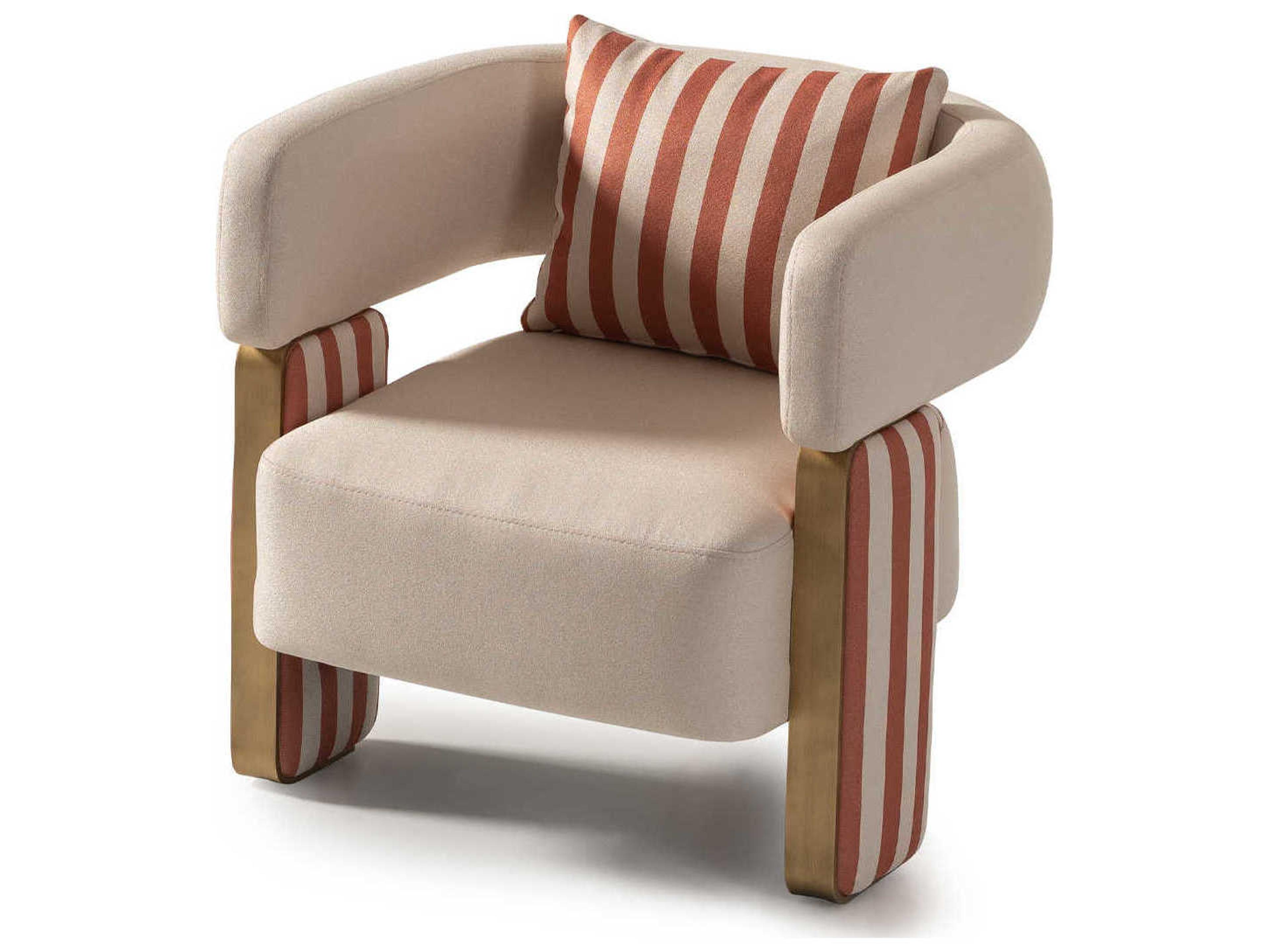Gilded Beige Fabric Accent Chair