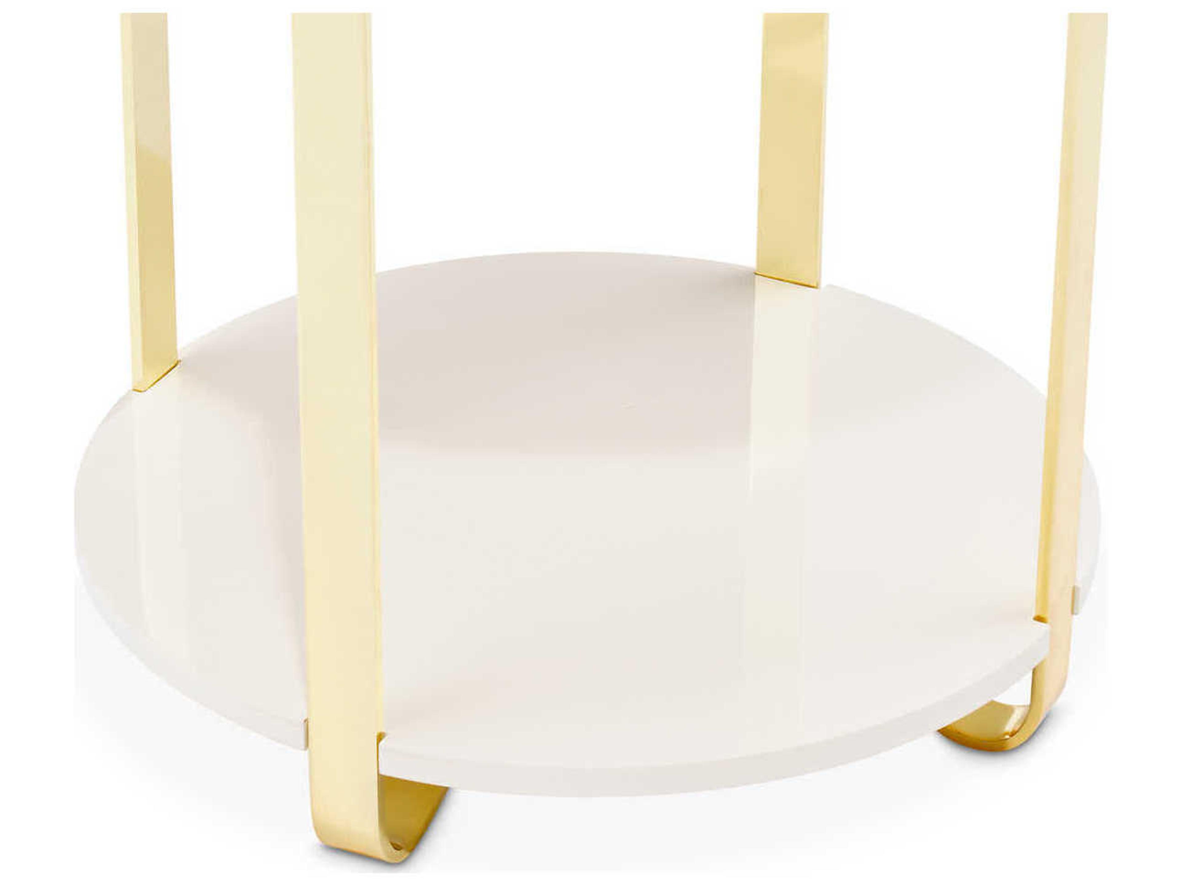 Luxecor Gilded Round Faux Marble Gold End Table