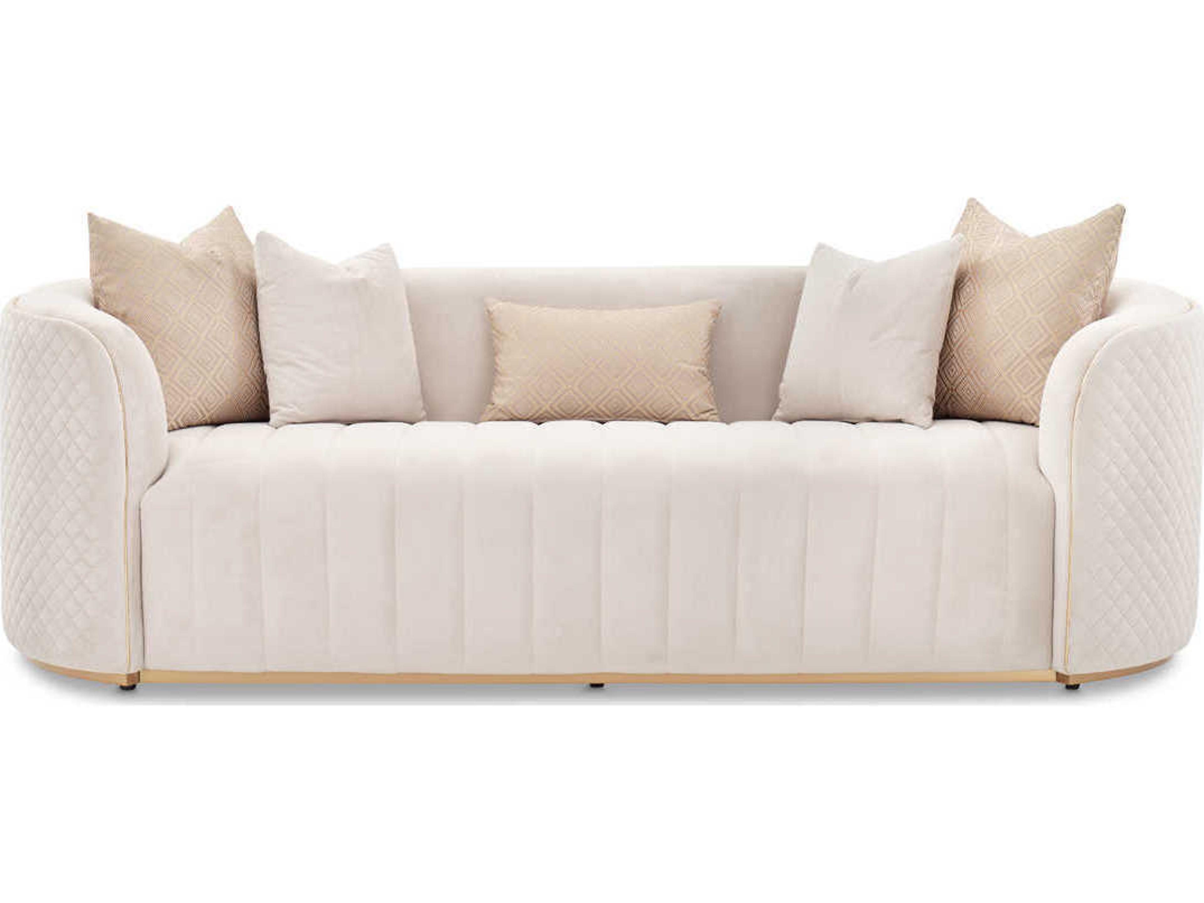 Luxecor Gilded Beige Velvet Upholstered Sofa