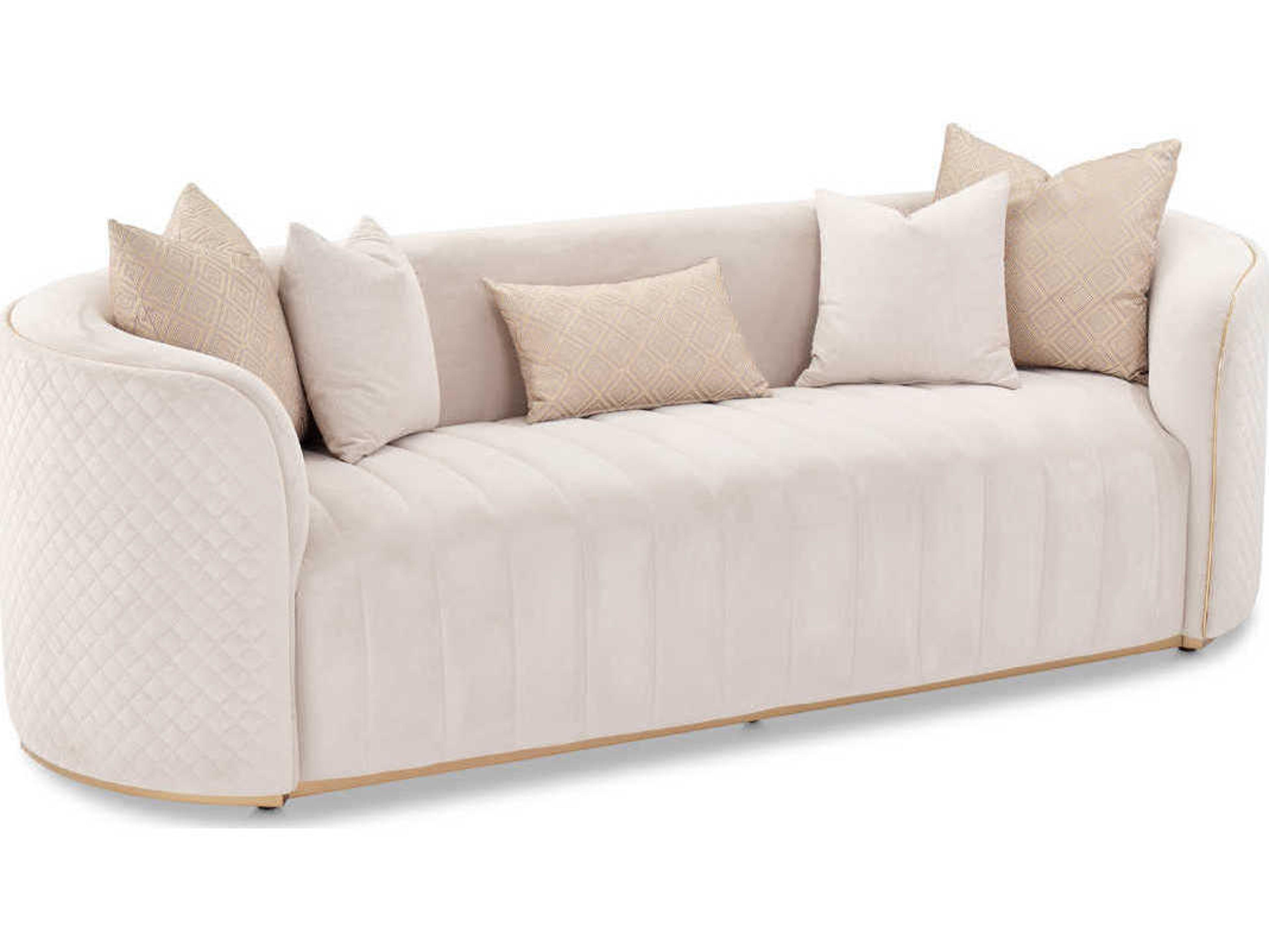 Luxecor Gilded Beige Velvet Upholstered Sofa