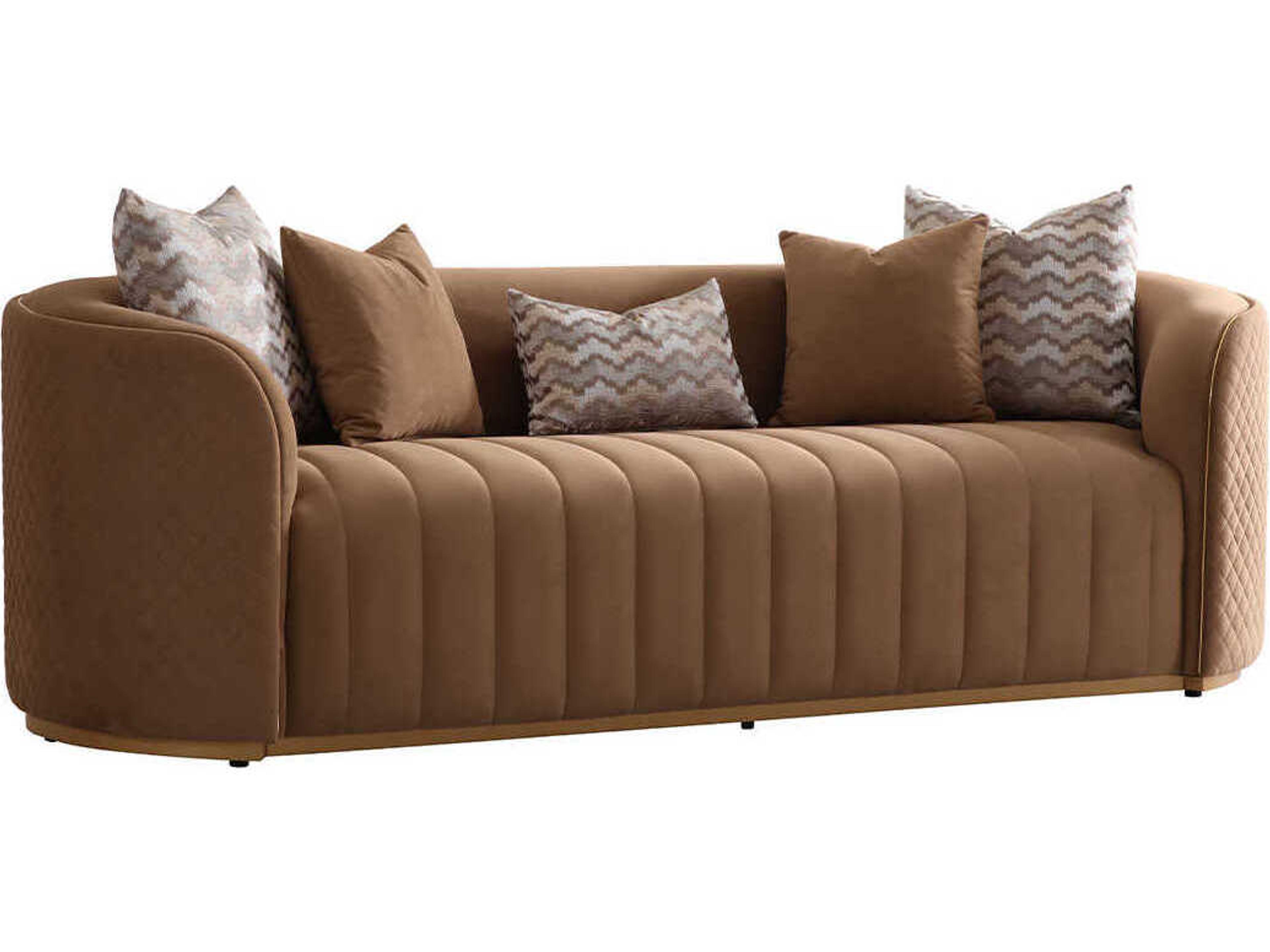 Ariana Gold Brown Velvet Upholstered Sofa