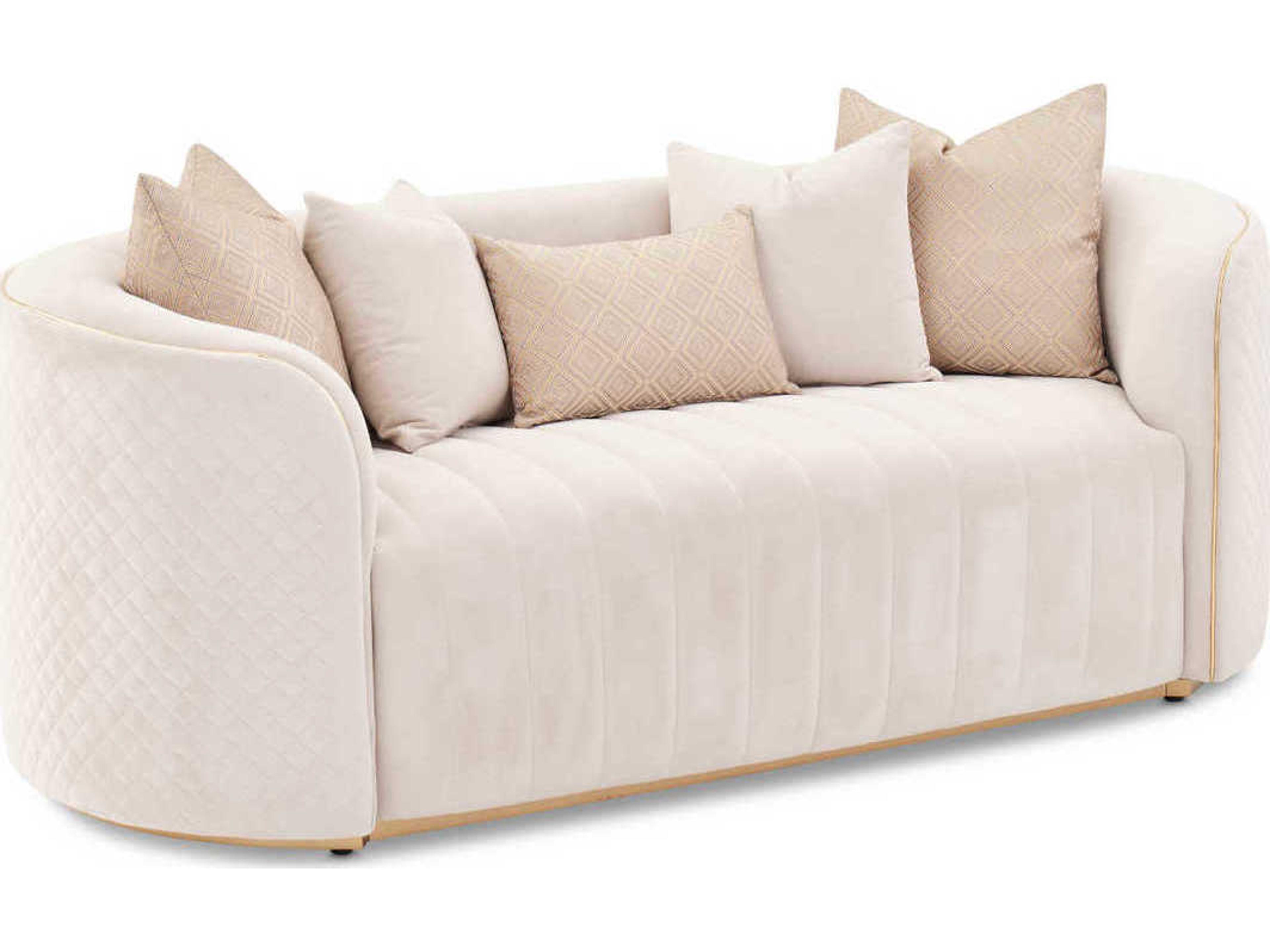Luxecor Gilded Beige Velvet Upholstered Loveseat