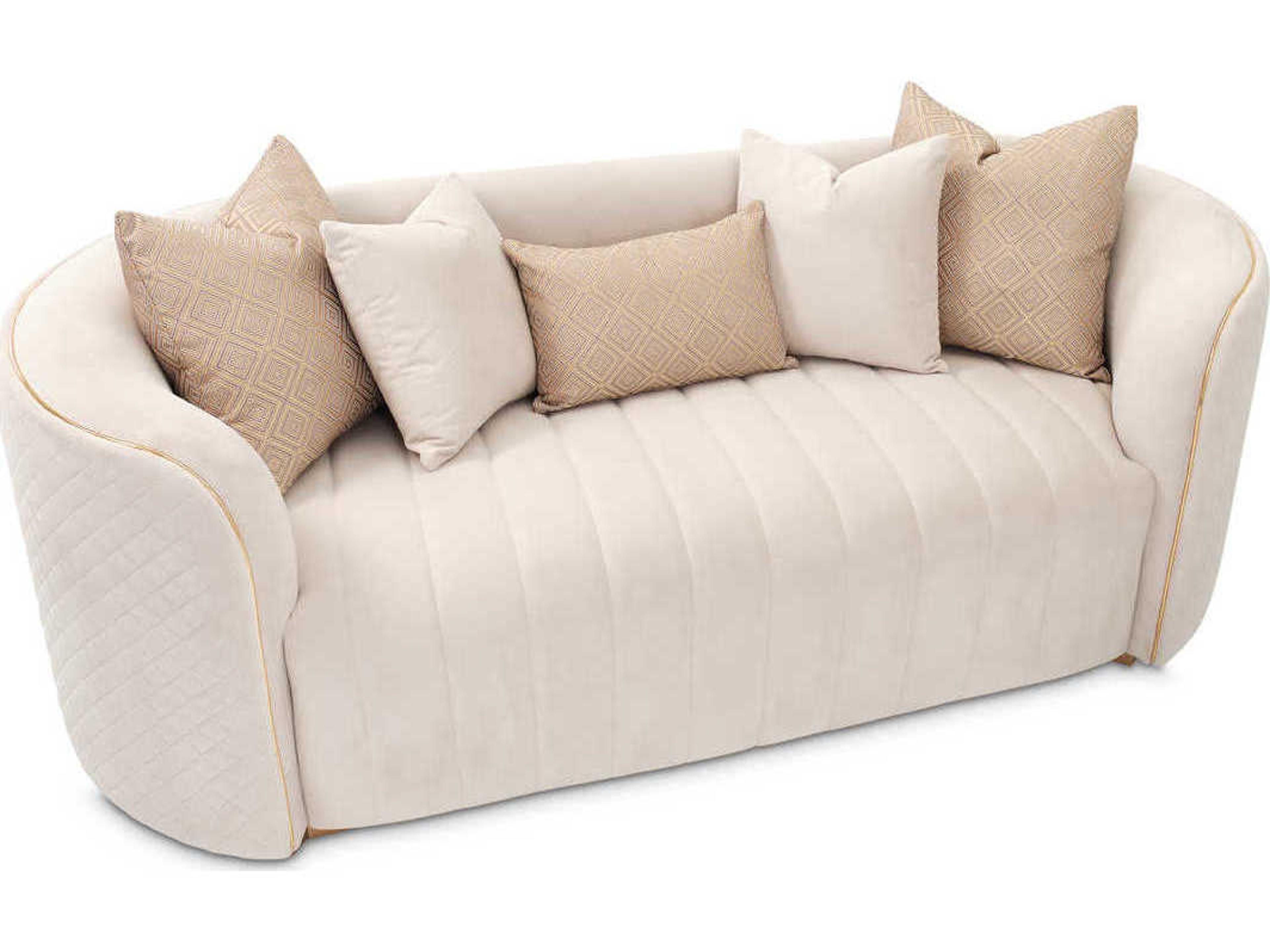 Luxecor Gilded Beige Velvet Upholstered Loveseat