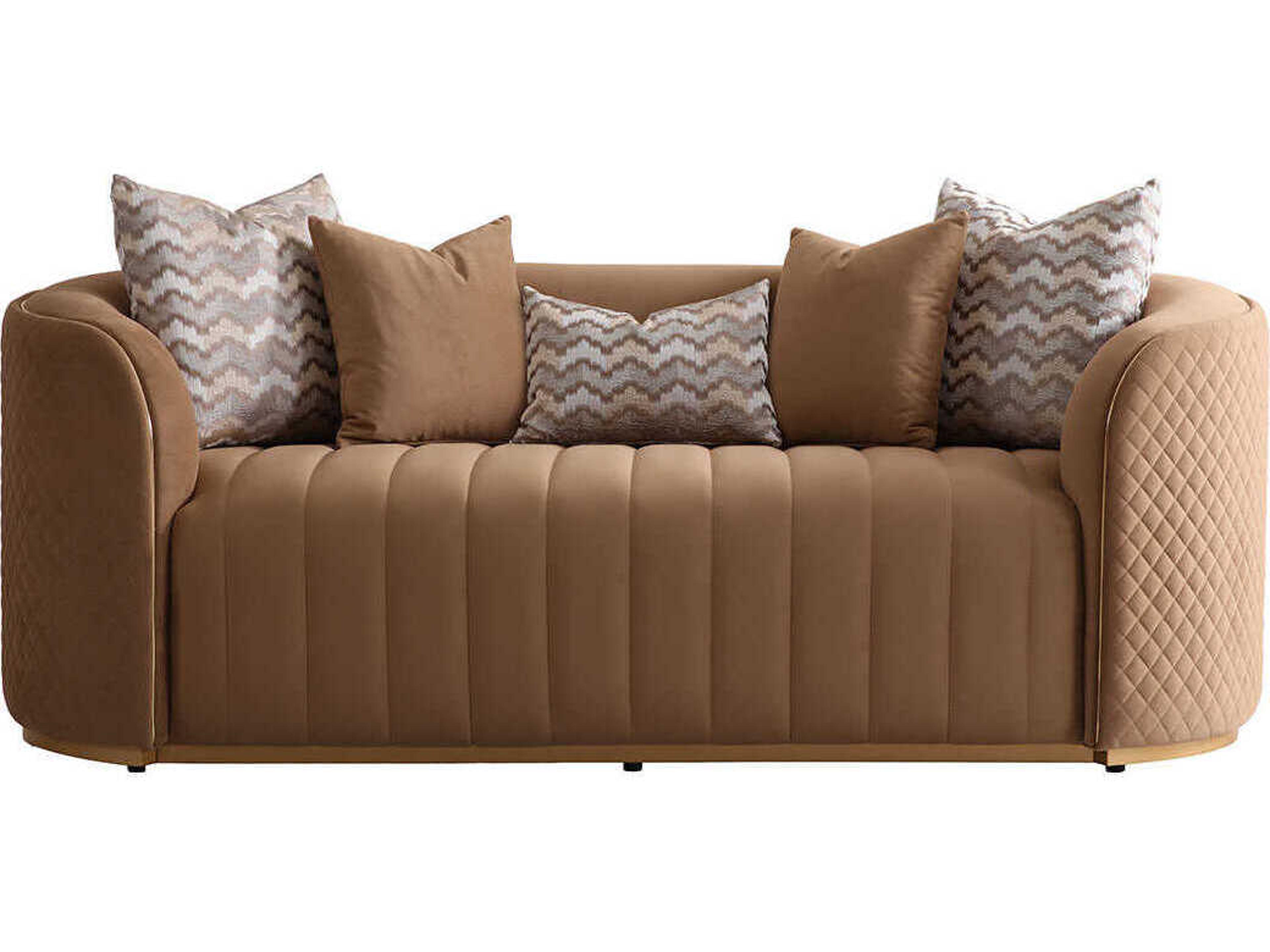 Michael Amini Ariana Gold Brown Velvet Upholstered Loveseat
