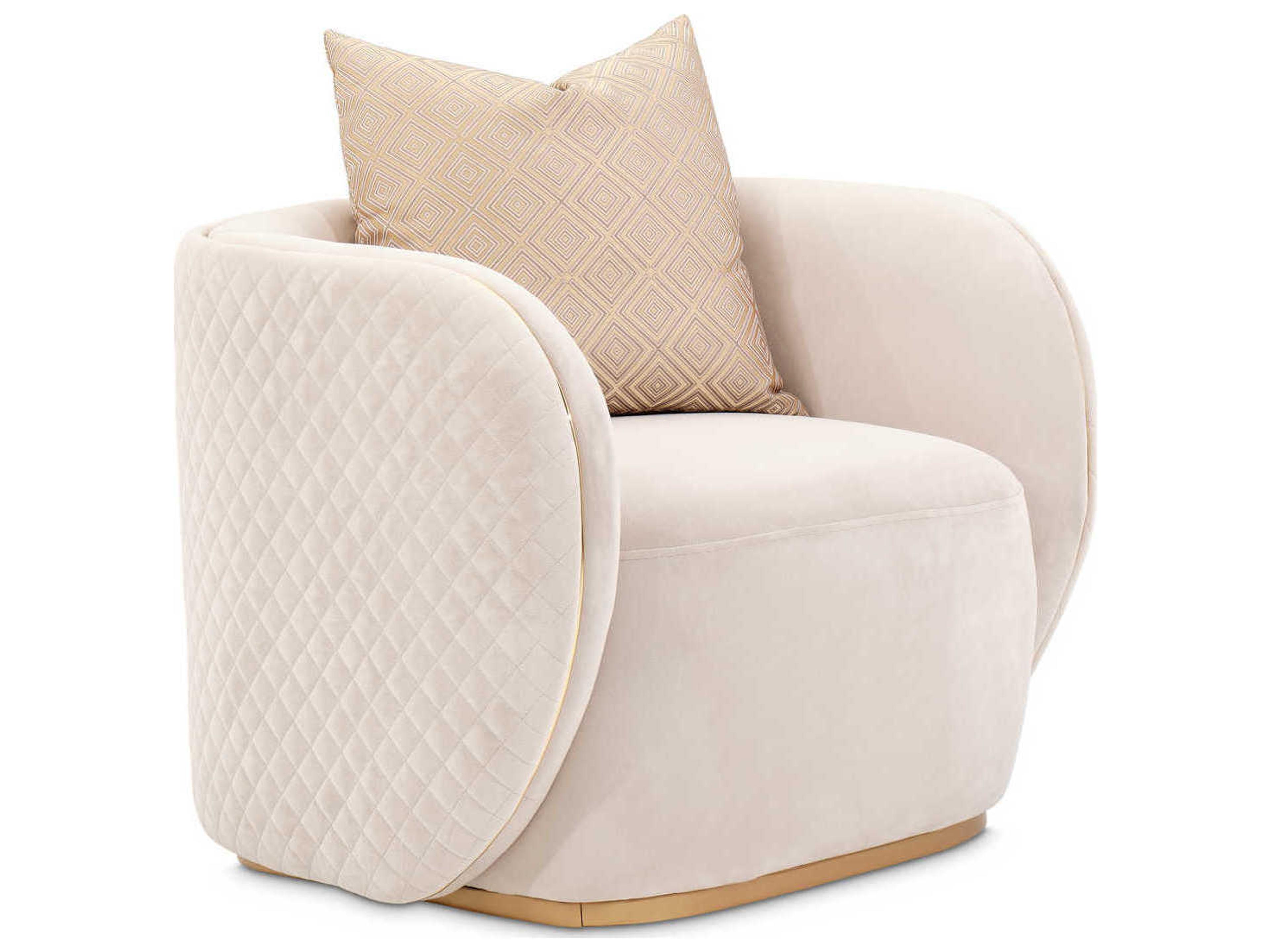 Ariana Beige Velvet Accent Chair with Gold Piping