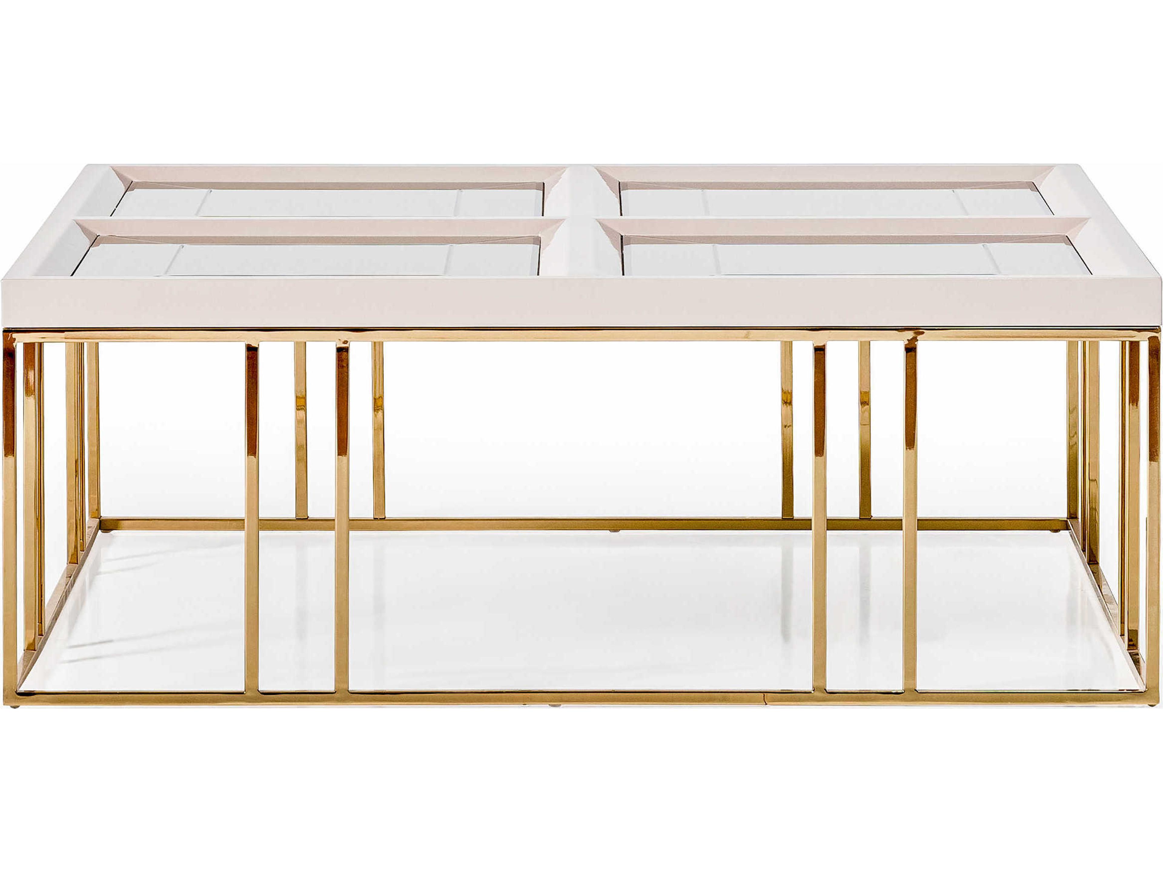 Luxecor Gilded Square Mirror Shimmer Ivory Cocktail Table
