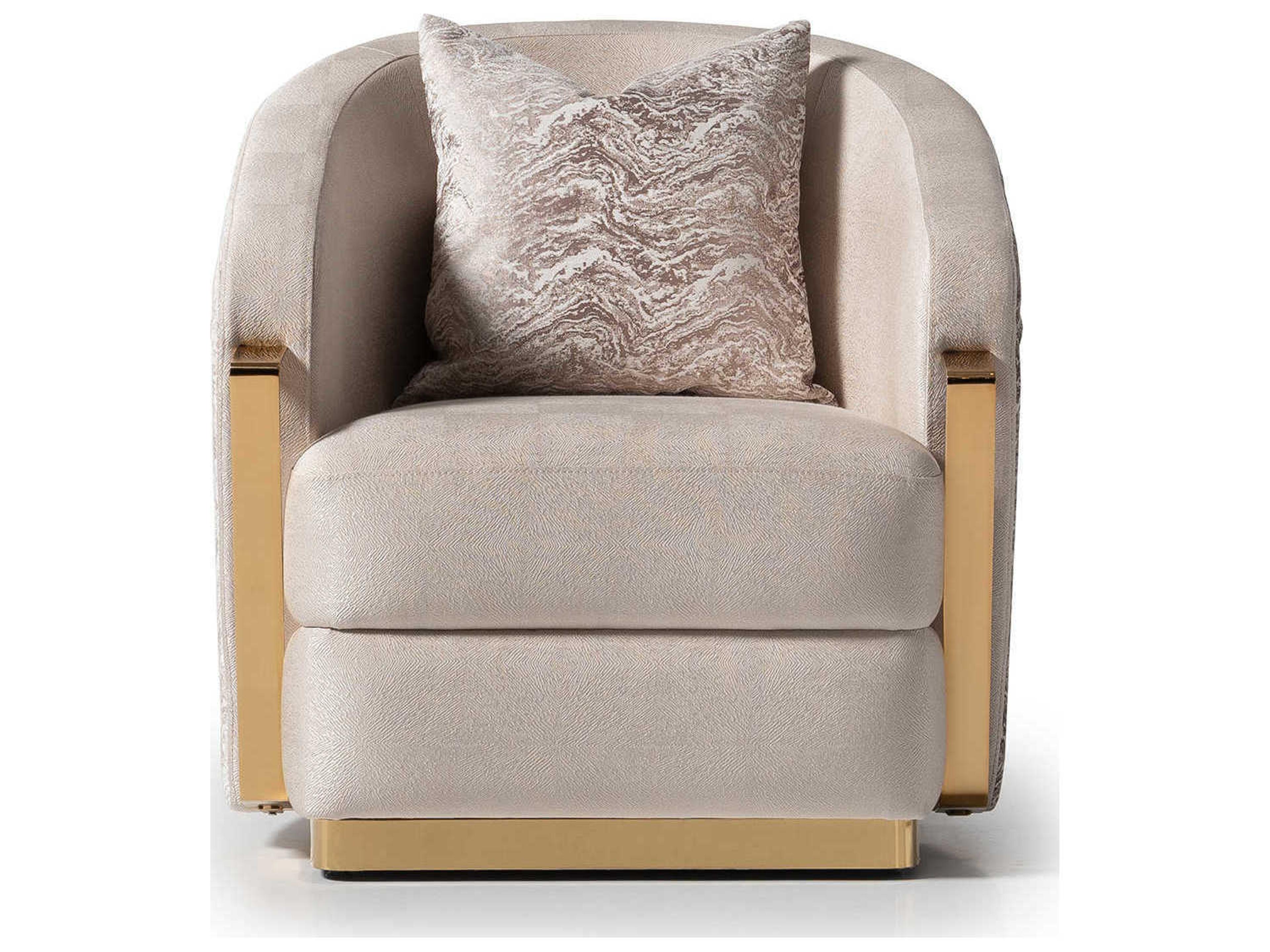 Luxecor Gilded Beige Fabric Accent Chair