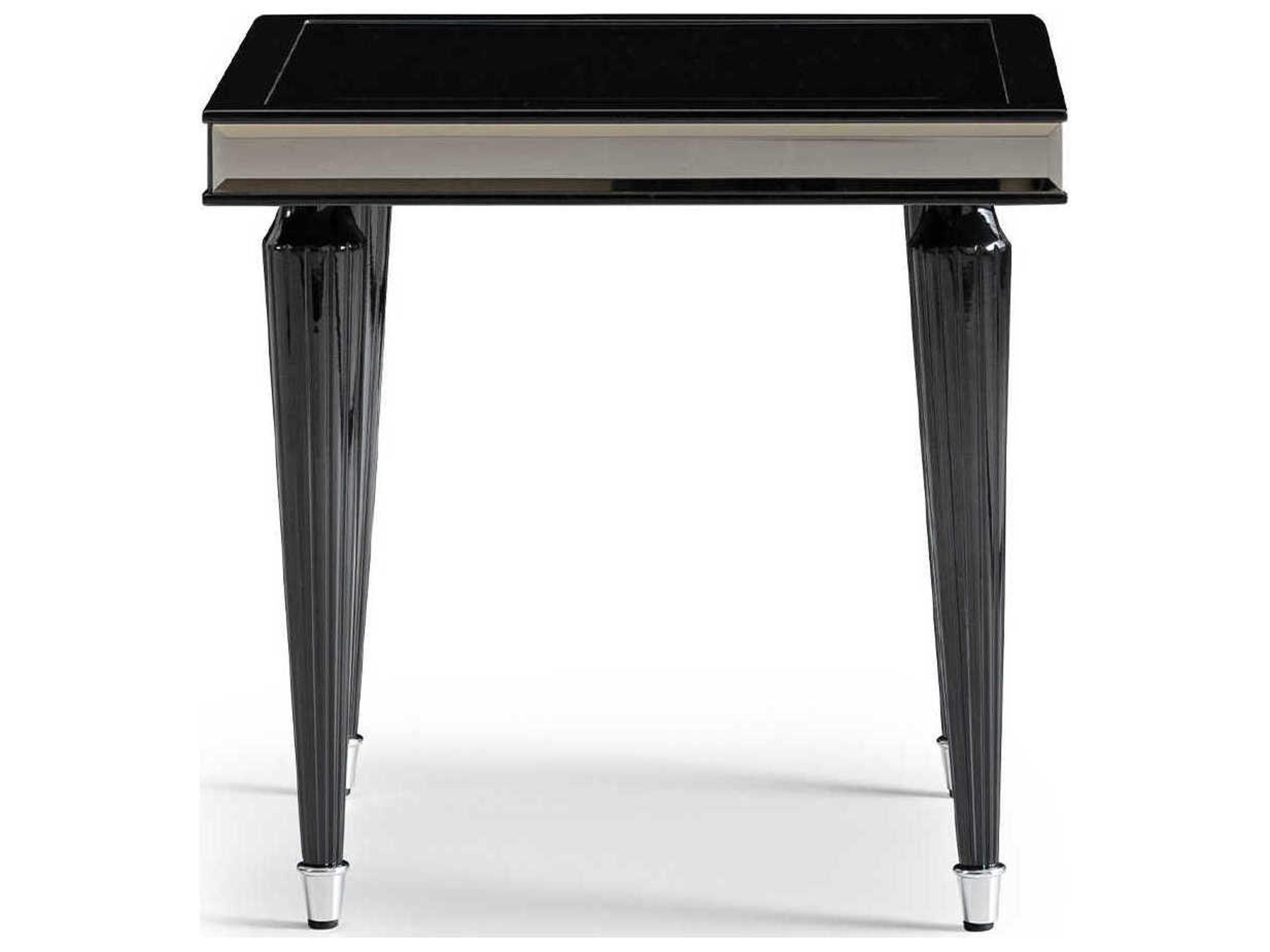 Luxecor Gilded Rectangular Glass Black Ice End Table